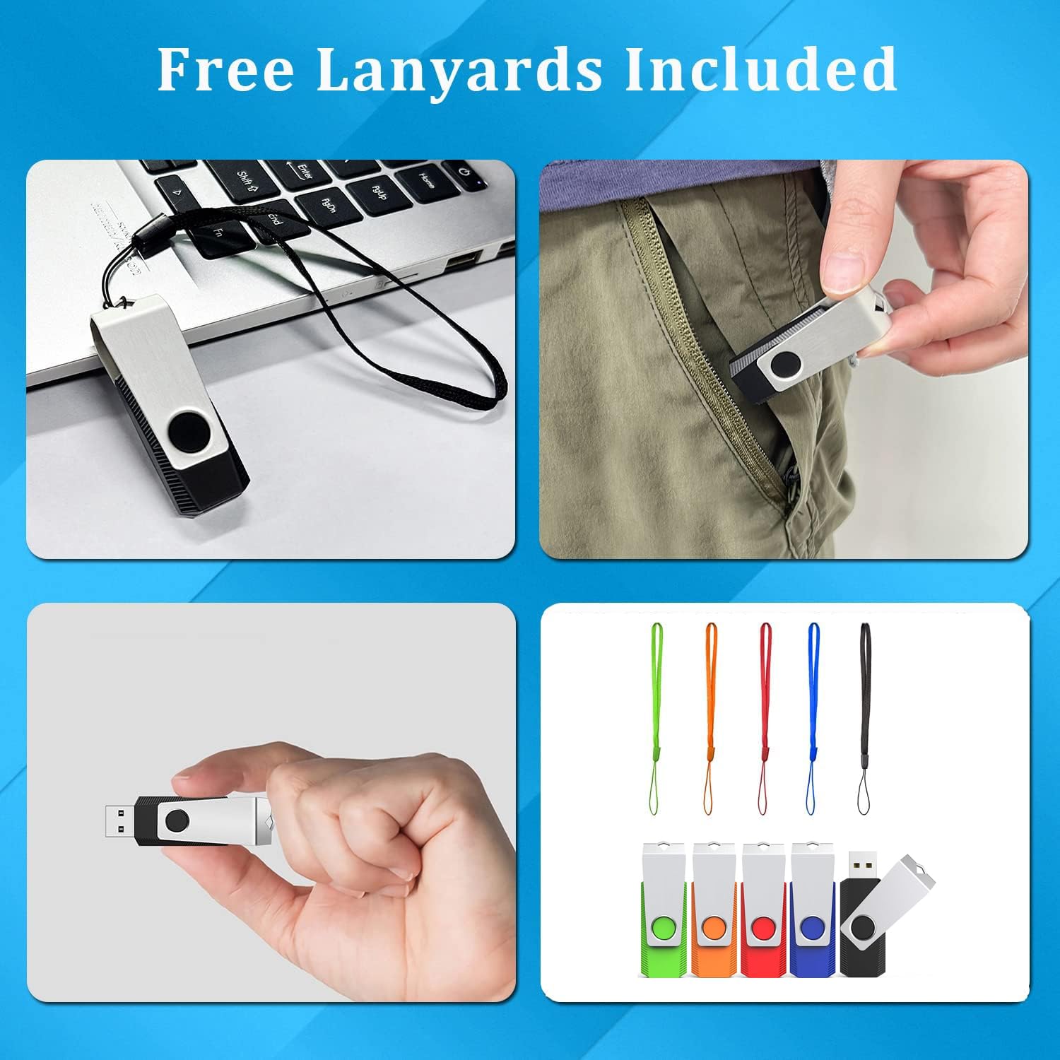 Wooolken 4GB Flash Drive 20 Pack Wooolken USB 2.0 Memory Stick for Data Storage and Backup in Mixed Colors - View 5 of 8