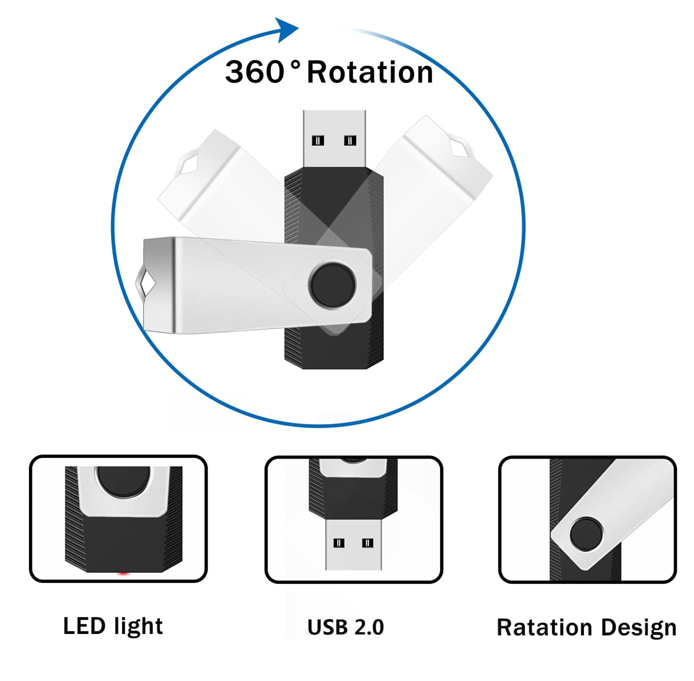 Wooolken 1GB Flash Drive 20 Pack Wooolken USB 2.0 Thumb Drives with LED Light and Lanyards for Easy Storage and Backup in Mixed Colors - View 4 of 9