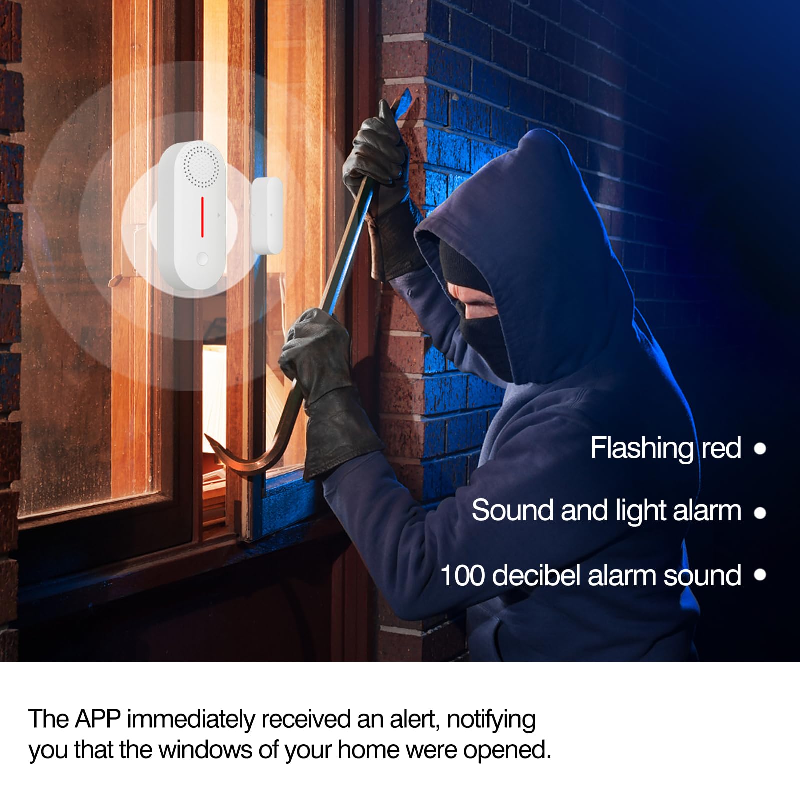 Yasorn eMylo WiFi Door Alarm Tuya Smart Window Sensor with Light Alarm APP Remote Control for Dementia Patients Safe Home Security System - View 2 of 6