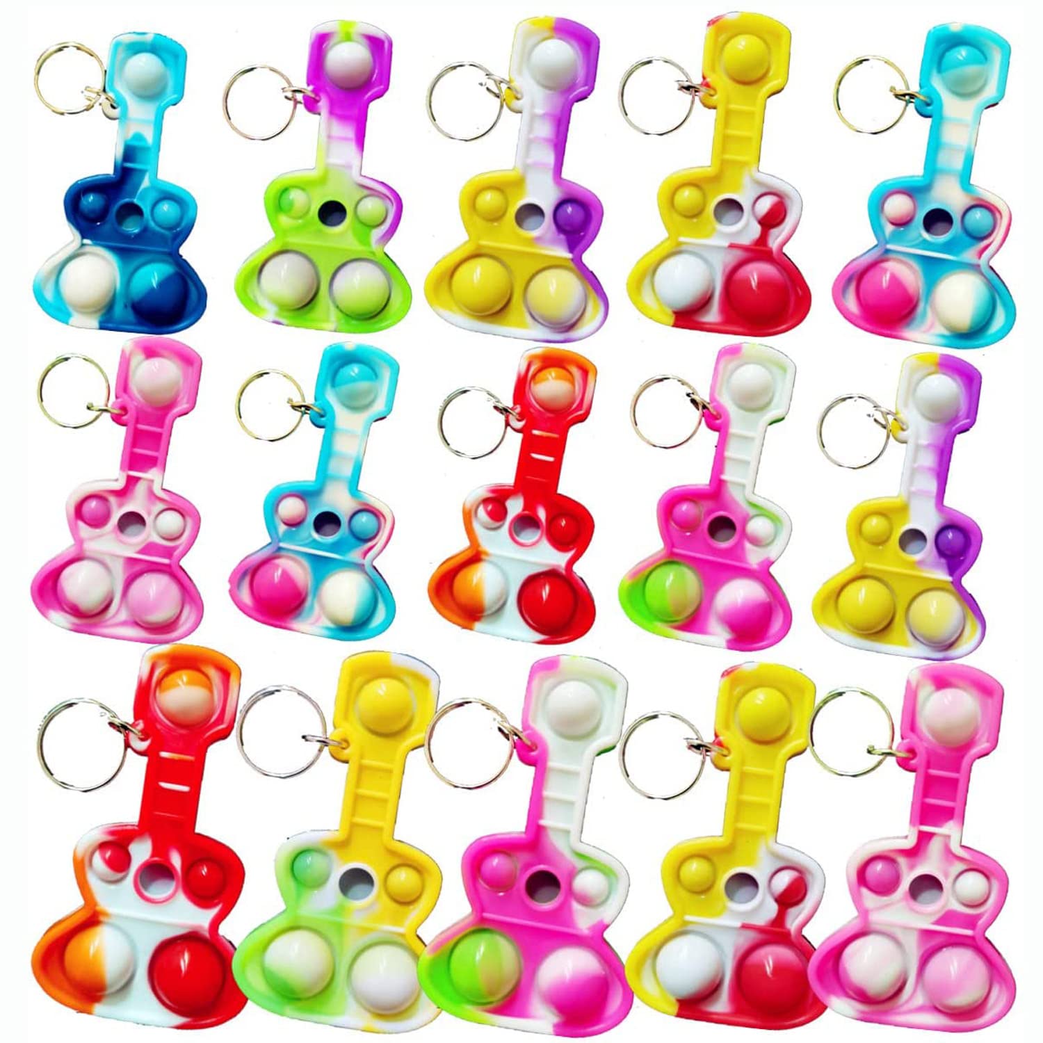 Goodangie00 100 Packs Guitar Mini Pop Fidget Toys for Autism Sensory Needs Party Favors Gift for Kids and Adults Classroom Bubble Prizes