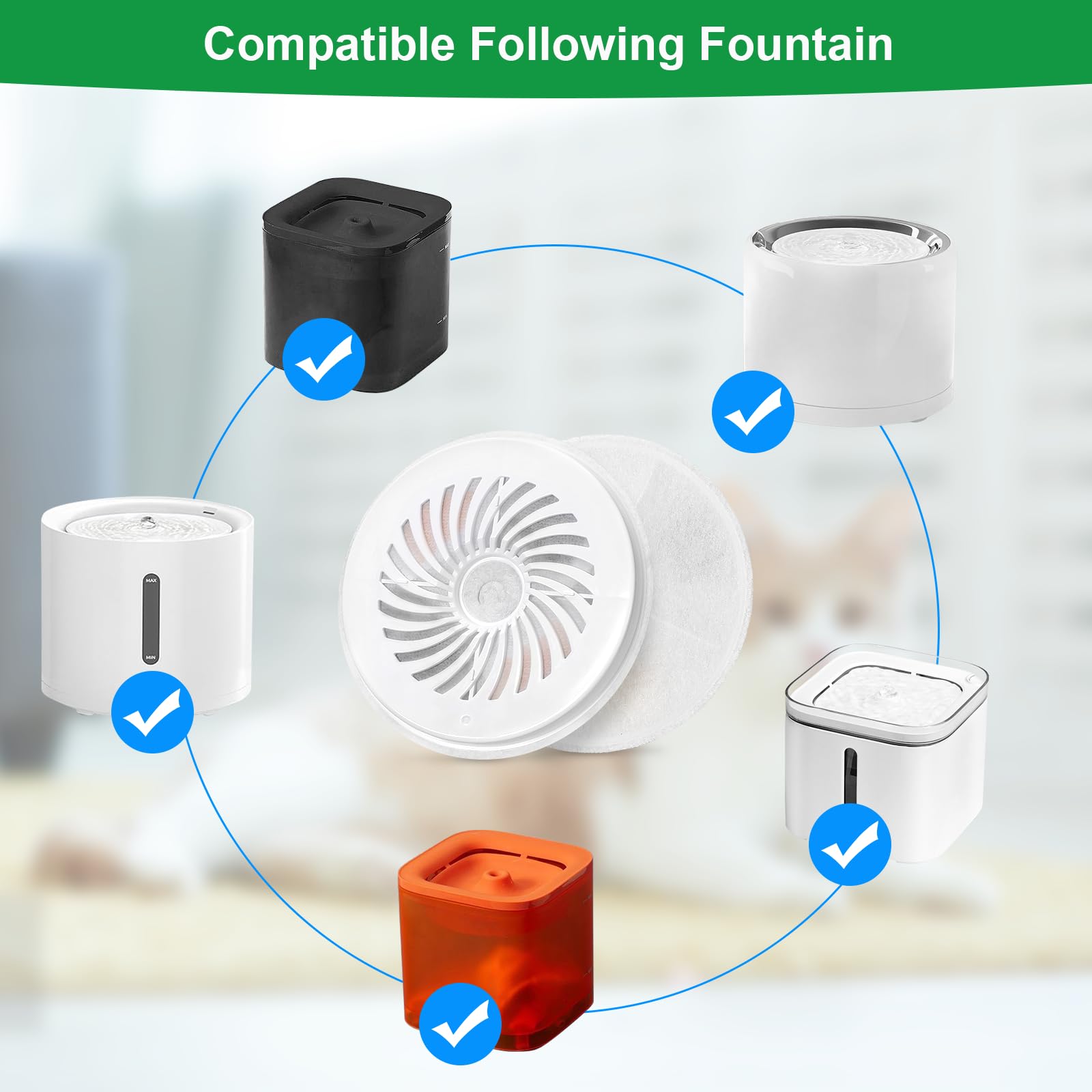 Carcent 10 Pack Upgraded Filter Units 3.0 for Eversweet Cat Water Fountains Replacement Filters - View 2 of 7