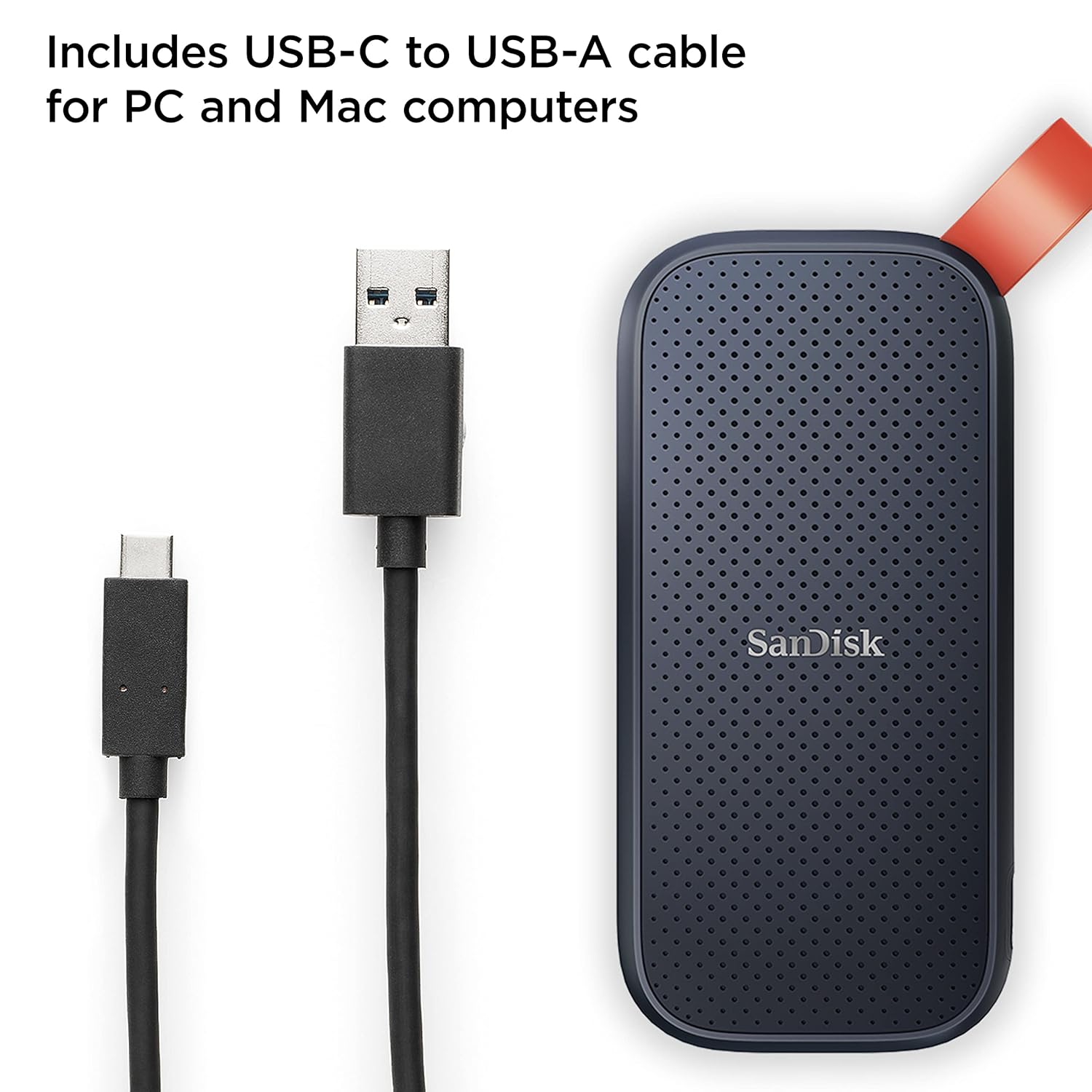Sandisk SanDisk 2TB Portable SSD Up to 800MBs USB-C USB 3.2 Gen 2 External Solid State Drive SDSSDE30-2T00-G26 Fast Storage Solution - View 3 of 6