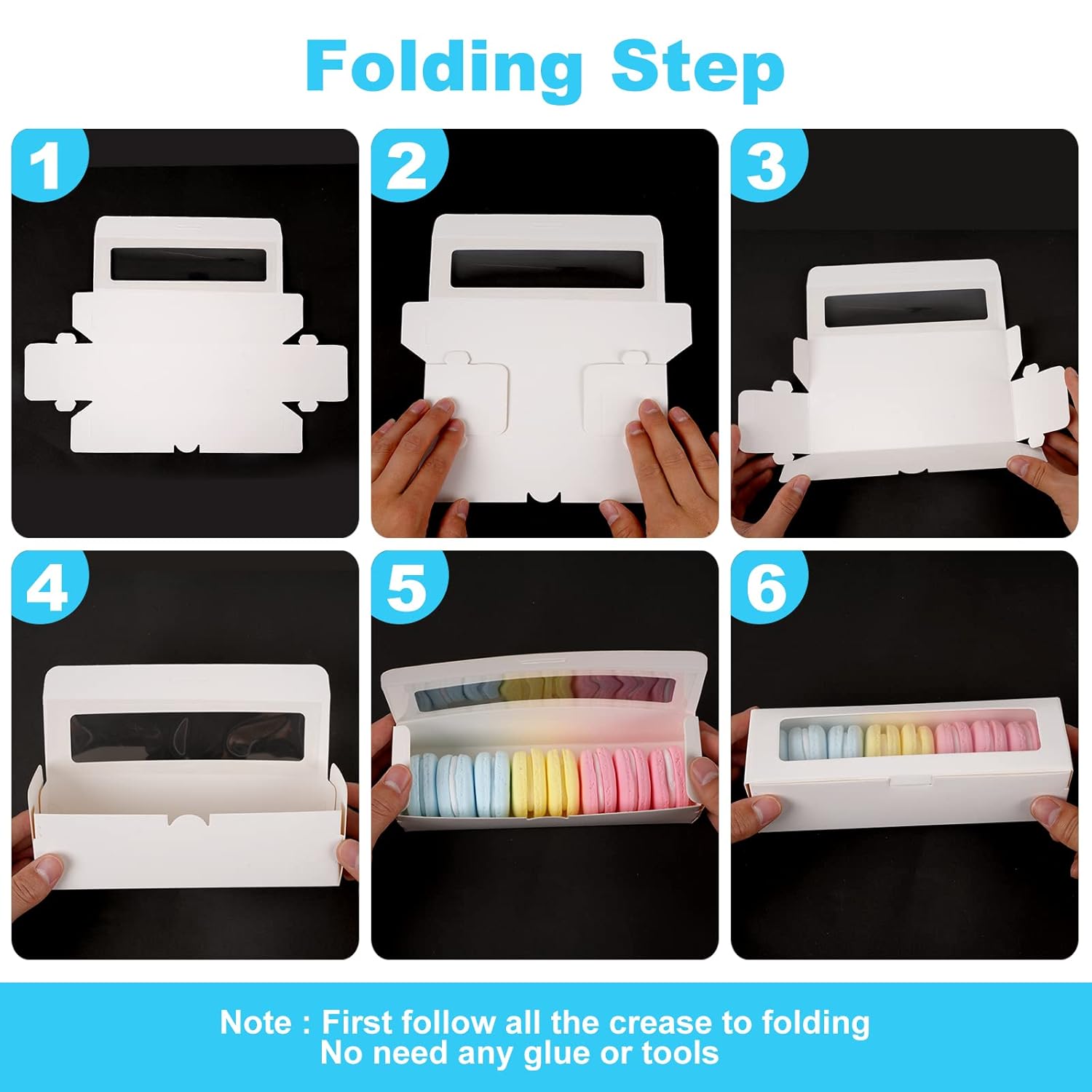 Goensjt 28 Pack Macaron Boxes with Clear Window Small Bakery Packaging for Pastries Truffles and Wedding Gifts - View 5 of 7