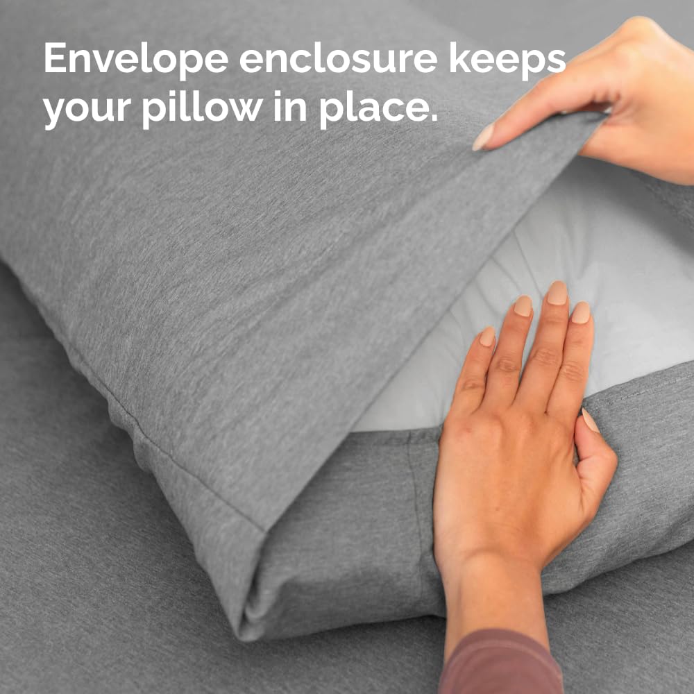 CGK Unlimited King Pillow Cases Set of 2 Ultra Soft Hotel Quality Covers Cozy Bedding for All Ages Machine Washable Heathered Grey - View 6 of 8