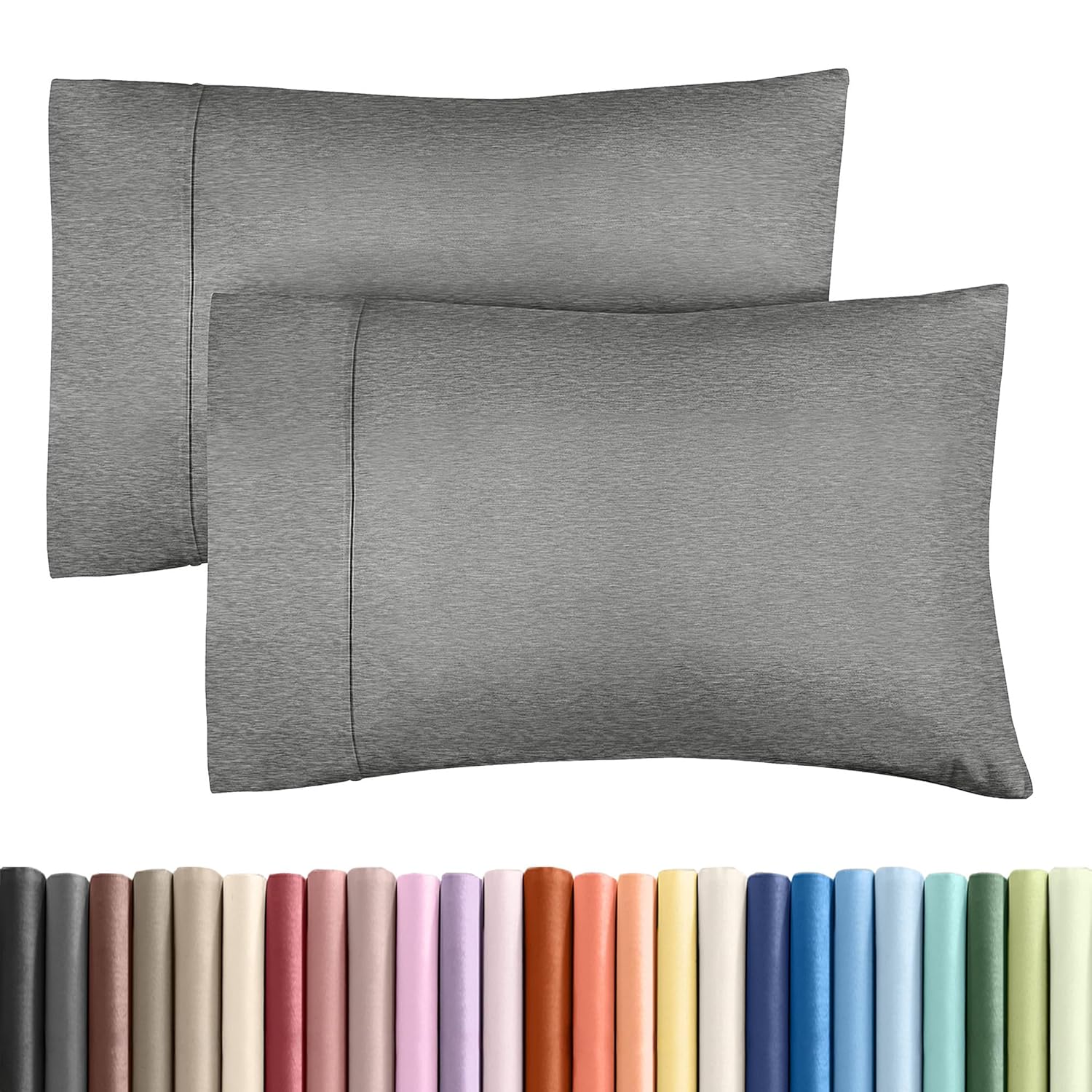 CGK Unlimited King Pillow Cases Set of 2 Ultra Soft Hotel Quality Covers Cozy Bedding for All Ages Machine Washable Heathered Grey