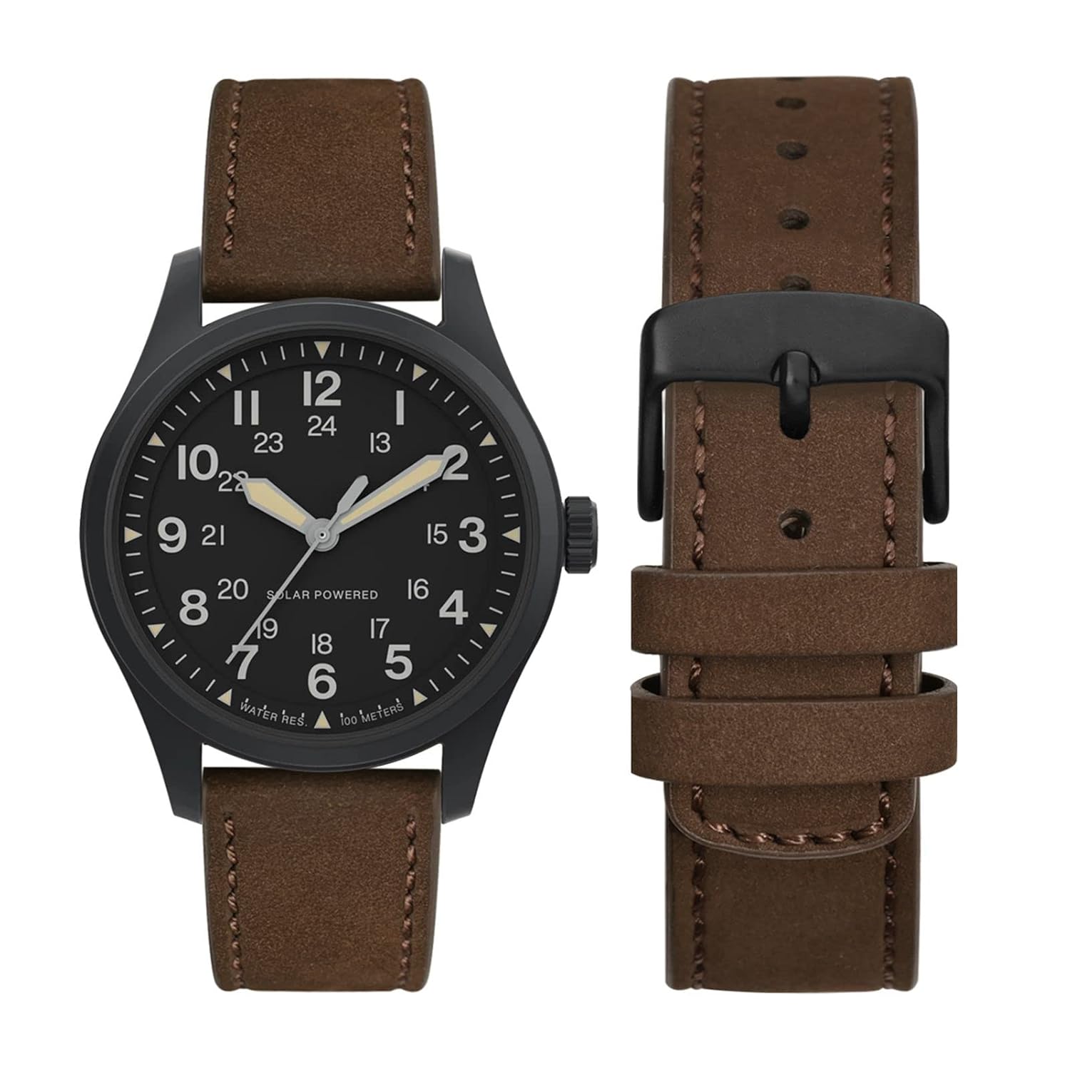 WOCCI WOCCI 21mm Retro Leather Watch Band for Men and Women Quick Release Dark Brown Strap with Black Buckle - View 5 of 9