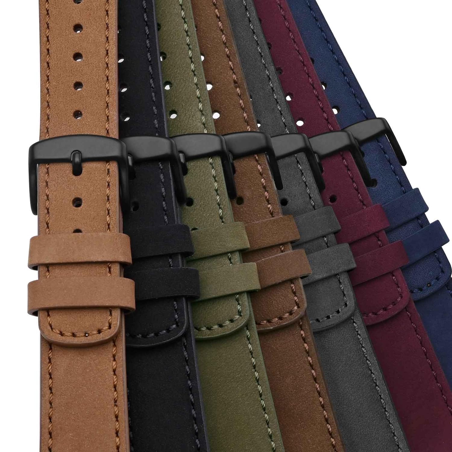 WOCCI WOCCI 21mm Retro Leather Watch Band for Men and Women Quick Release Dark Brown Strap with Black Buckle - View 9 of 9