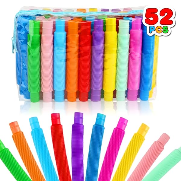 Siwarm 52 Pack Pop Tubes Sensory Toys for Kids Fidget Toys Party Favors Goodie Bag Stuffers Classroom Prizes Gifts for Ages 3 to 12