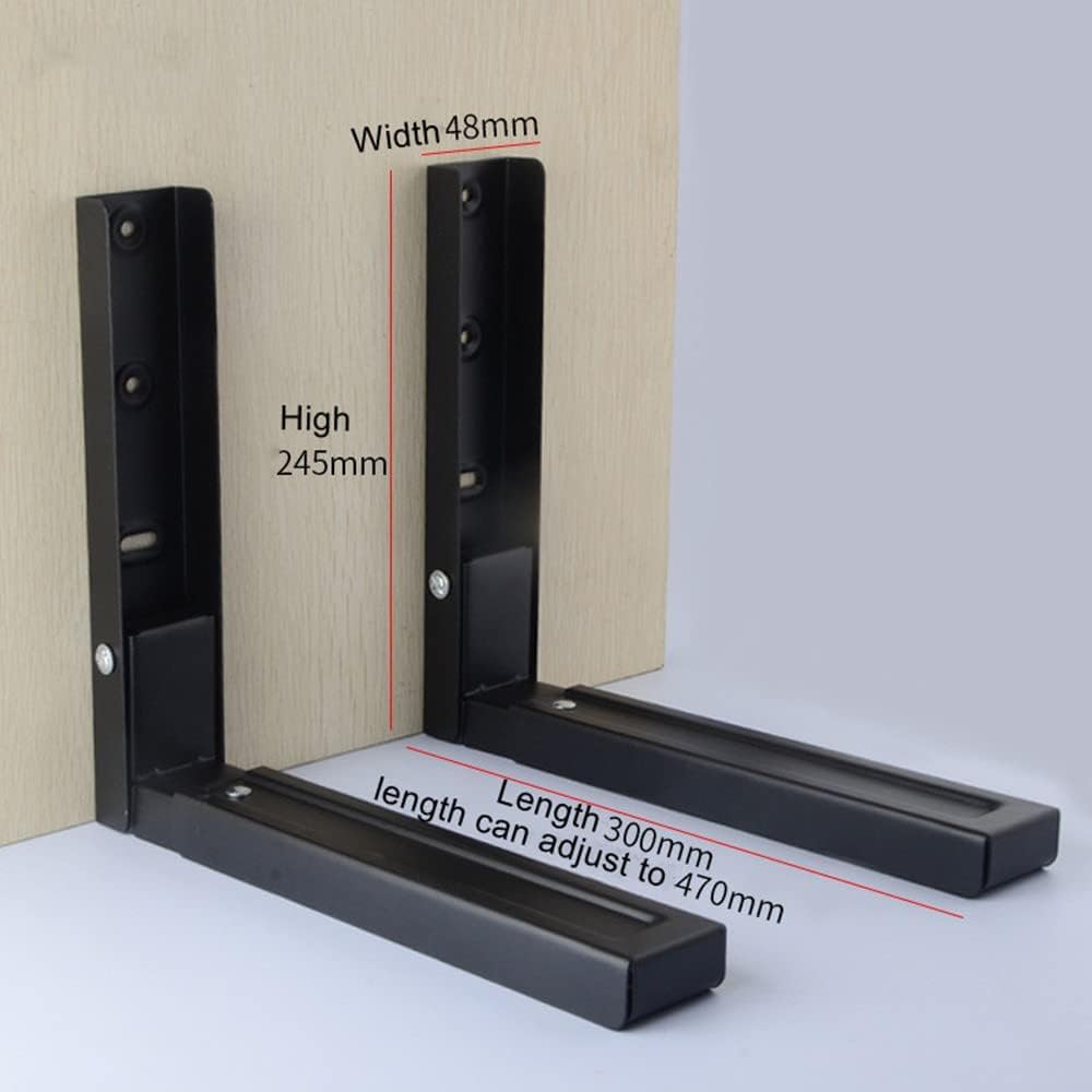 Komost Komost Universal 2-Pack Microwave Wall Mount Shelf Retractable Foldable Kitchen Oven Bracket Holder Space Saving Design for All Microwaves - View 4 of 7