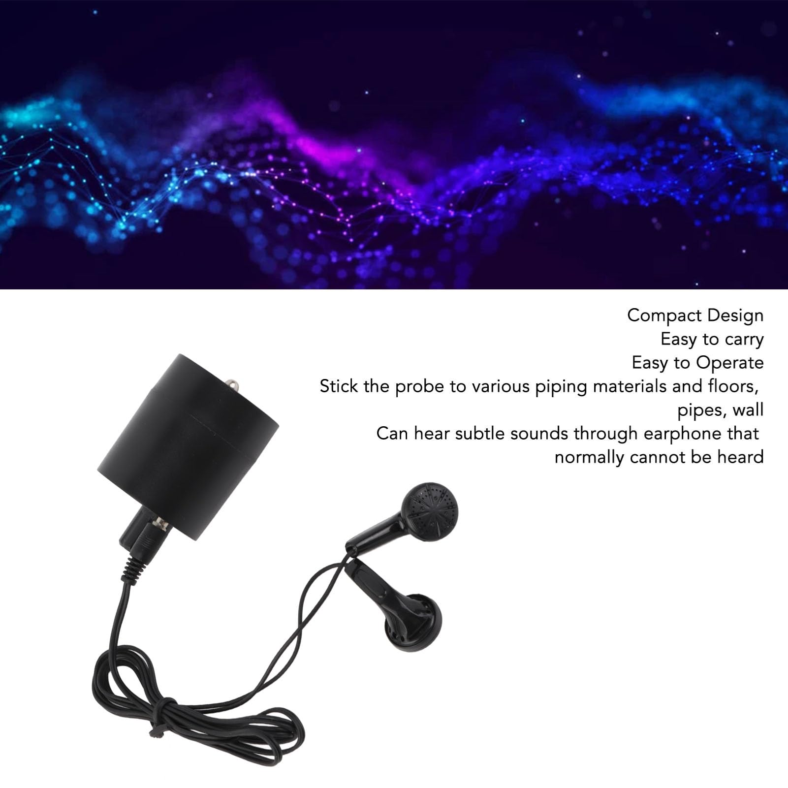 EBTOOLS EBTOOLS Water Leak Detector High Strength Voice Amplifier for Basement Kitchen Bathroom Laundry Pipe Water Oil Leakage - View 3 of 9