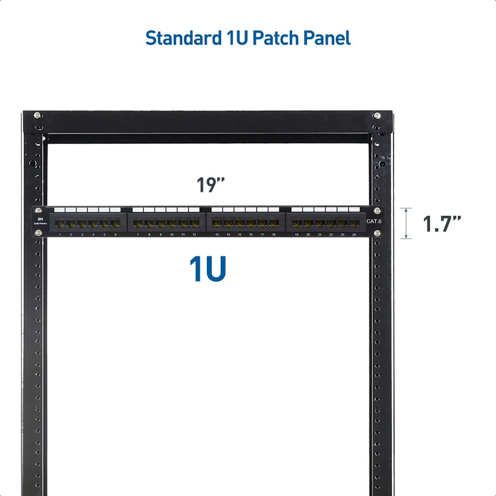 Cable Matters Cable Matters 1U 24 Port Network Patch Panel Rackmount Wall Mount Cat6 RJ45 for Gigabit Network with Support Bar and Impact Tool Compatibility - View 6 of 7
