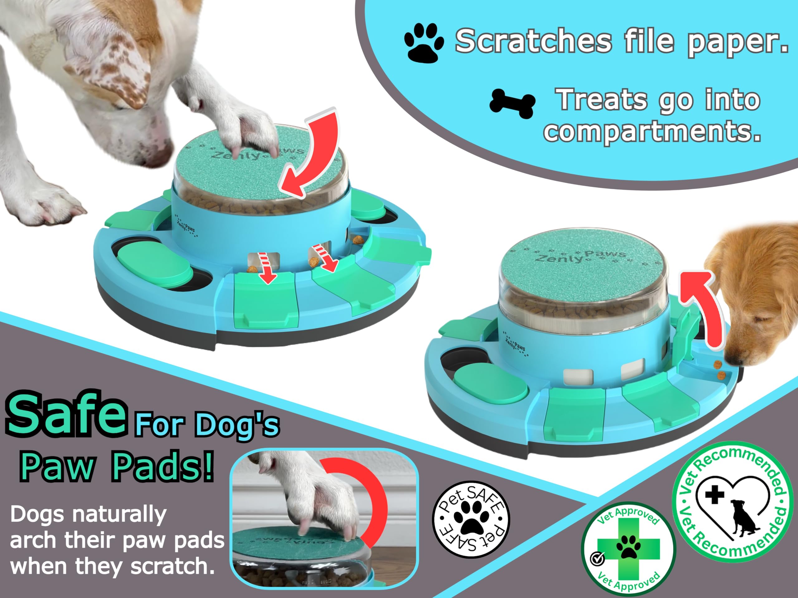 Zenly Paws Zenly Paws Nail File Toy Dog Scratch Pad and Scratching Board for Dogs with Treat Box Dispenser and Grinder Filer - View 3 of 6