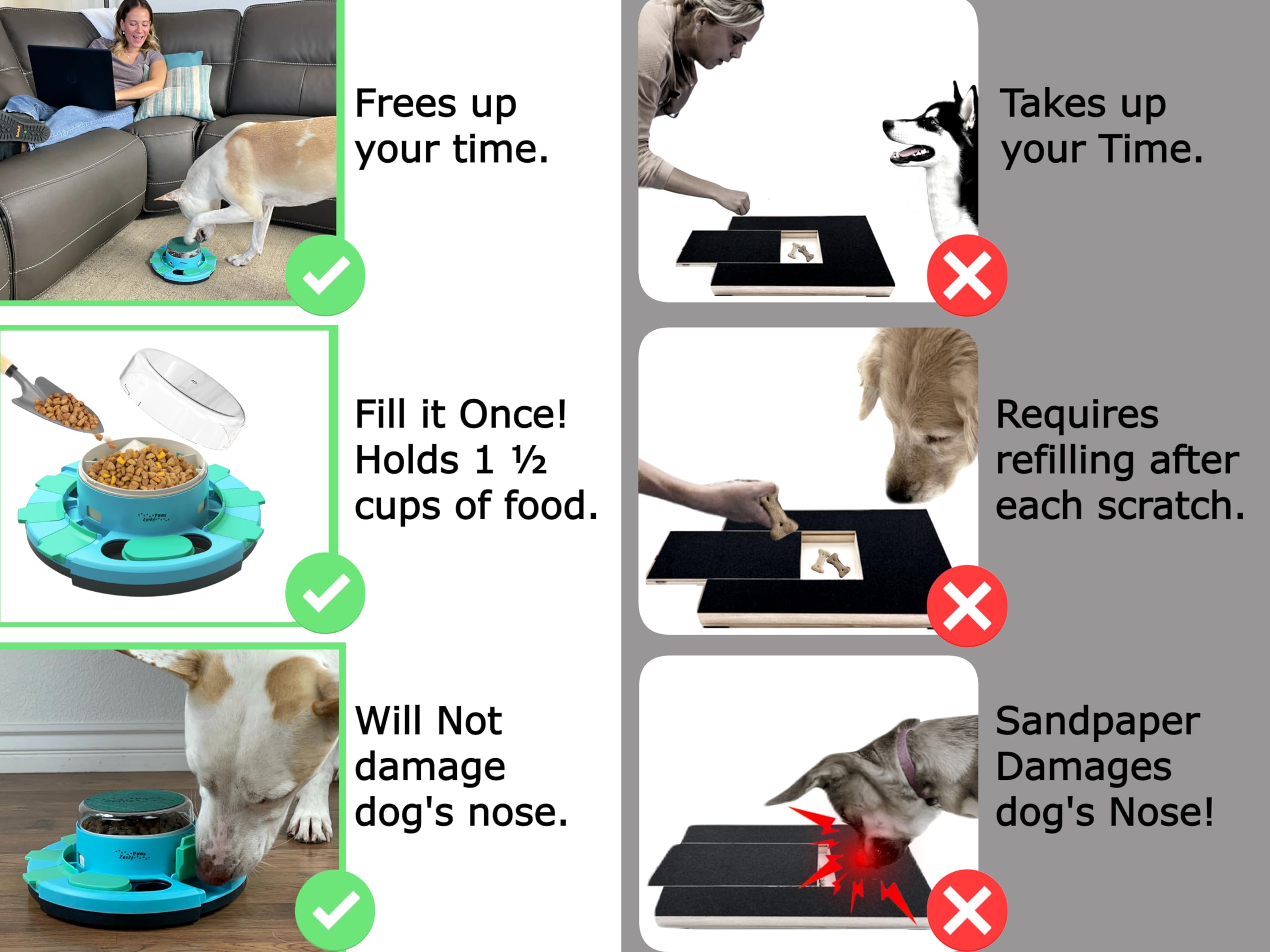 Zenly Paws Zenly Paws Nail File Toy Dog Scratch Pad and Scratching Board for Dogs with Treat Box Dispenser and Grinder Filer - View 4 of 6