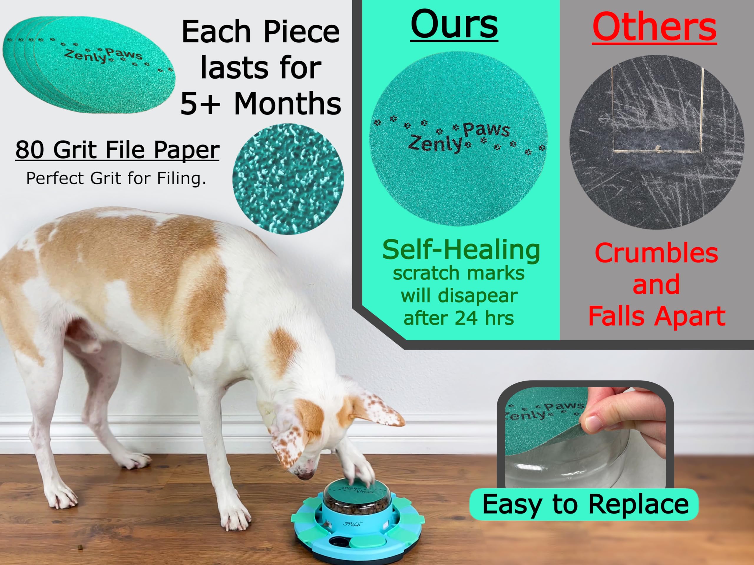 Zenly Paws Zenly Paws Nail File Toy Dog Scratch Pad and Scratching Board for Dogs with Treat Box Dispenser and Grinder Filer - View 5 of 6