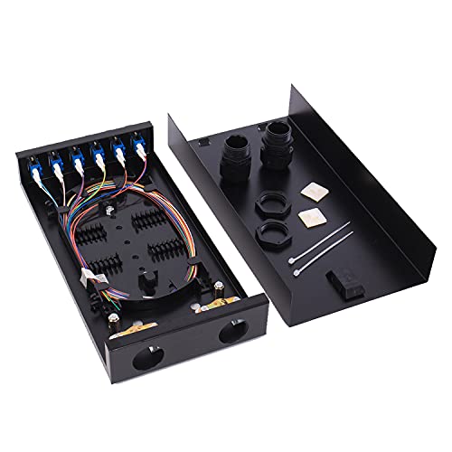 VFLTOOL VFLTOOL LC-SM 6 Duplex Box Cables 12 Port Wall Mount Fiber Enclosure with Spool Singlemode OS1 LC-UPC Kit and 6 Port Duplex LGX Panel