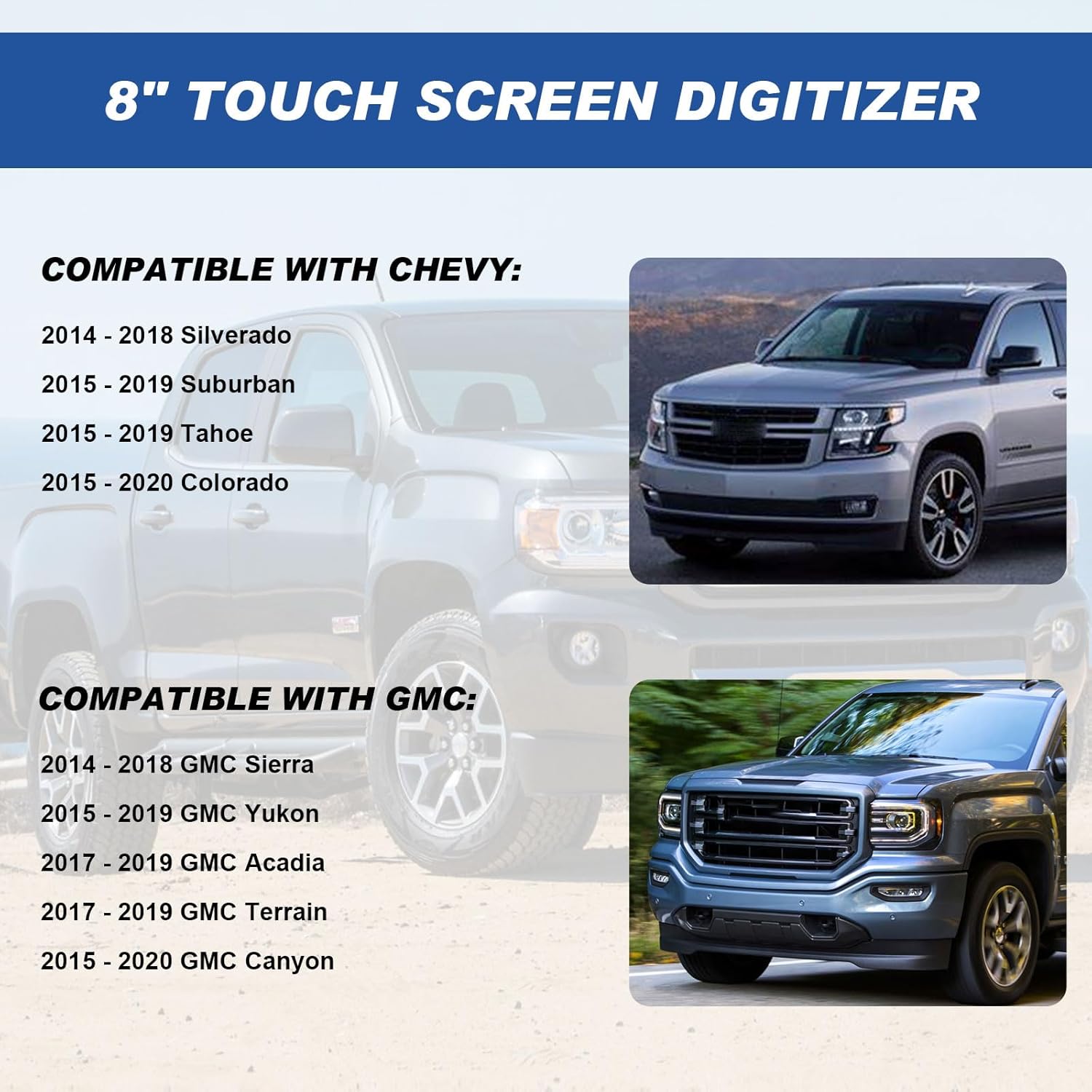 Dngbymx 8 Inch Touch Screen LCD Monitor Radio Navigation for Chevy Silverado Suburban Tahoe Colorado GMC Canyon Sierra Yukon 2015 2018 Replacement - View 2 of 6