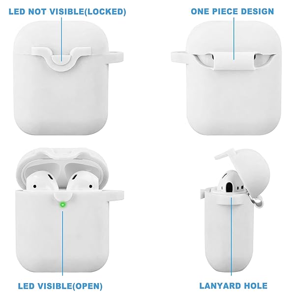 VOTILE VOTILE Secure Lock Silicone Case for AirPods 1 and 2 with Bling Keychain Soft Protective Cover for Women and Girls Grey - View 7 of 9