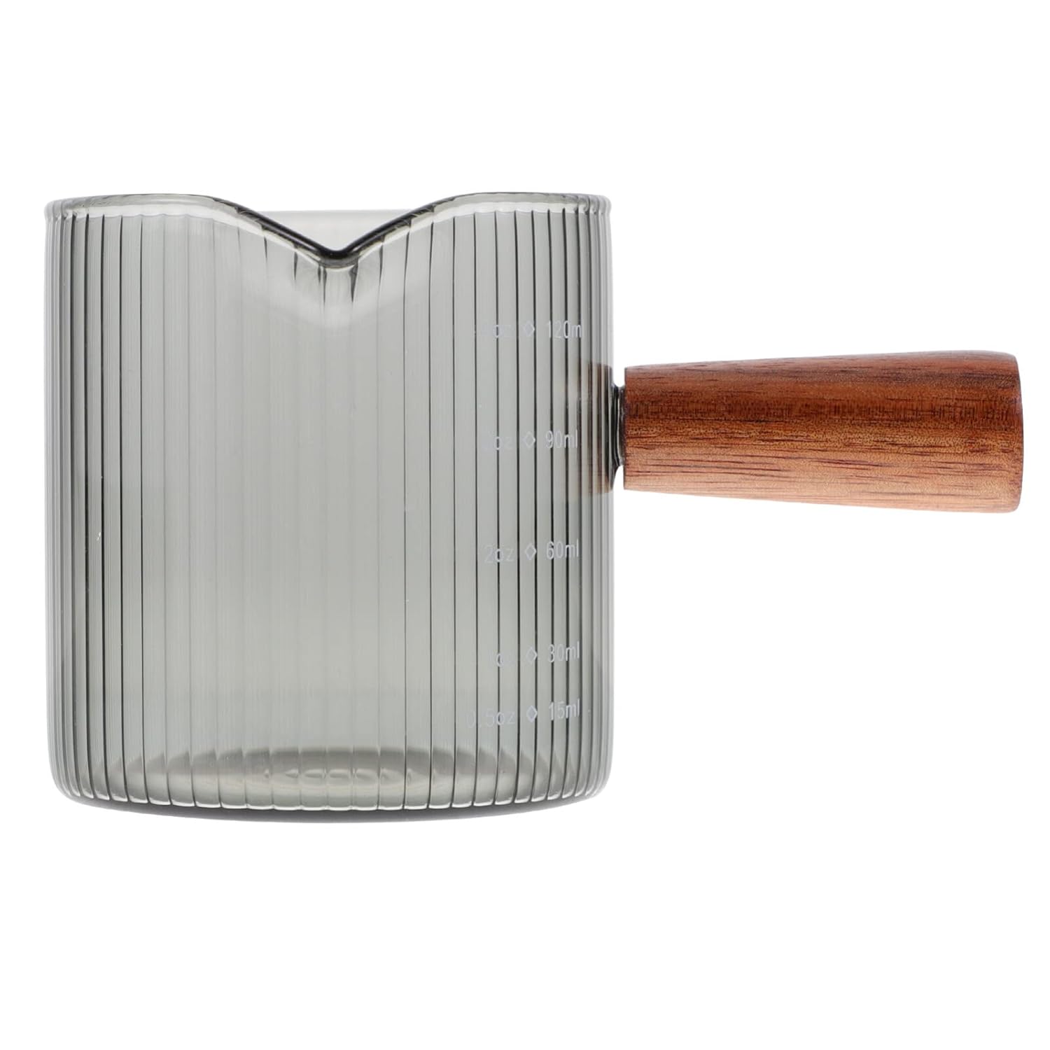 Kichvoe Kichvoe Glass Pitcher with Wood Handle for Milk Cream and Sauces 120ml Triple Measuring Cup and Shot Glasses