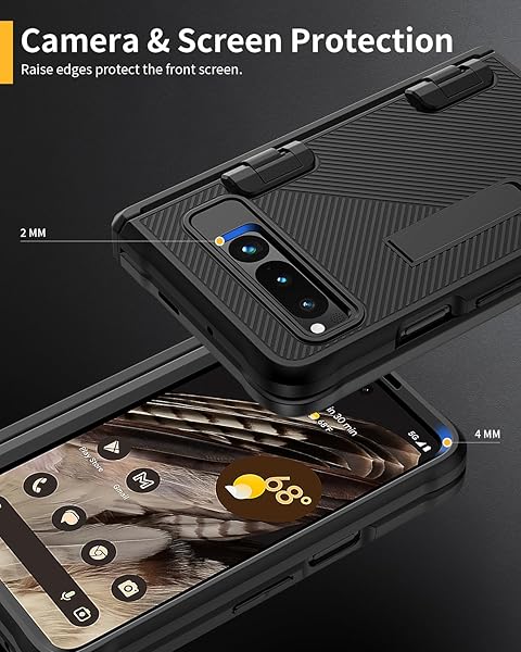 Lanhiem Lanhiem Google Pixel Fold Case with Built-in Screen Protector Shockproof Cover and Kickstand Black Full Body Hinge Protection - View 5 of 9