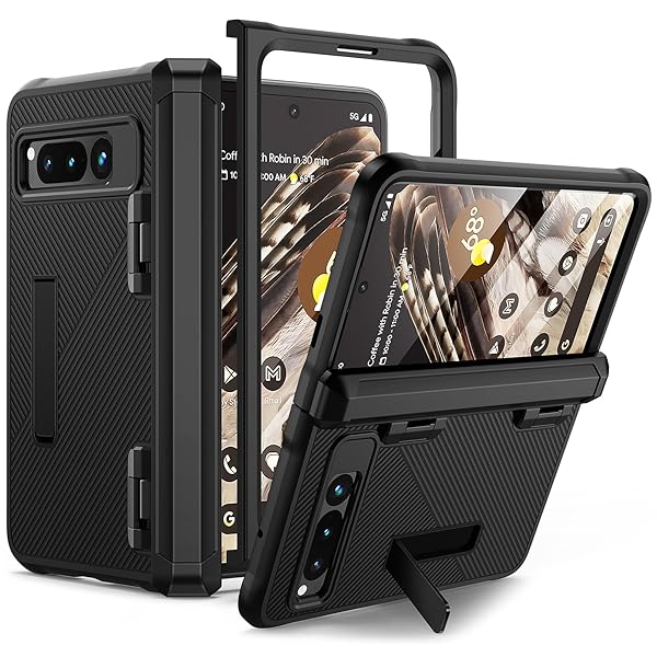 Lanhiem Lanhiem Google Pixel Fold Case with Built-in Screen Protector Shockproof Cover and Kickstand Black Full Body Hinge Protection - View 3 of 9