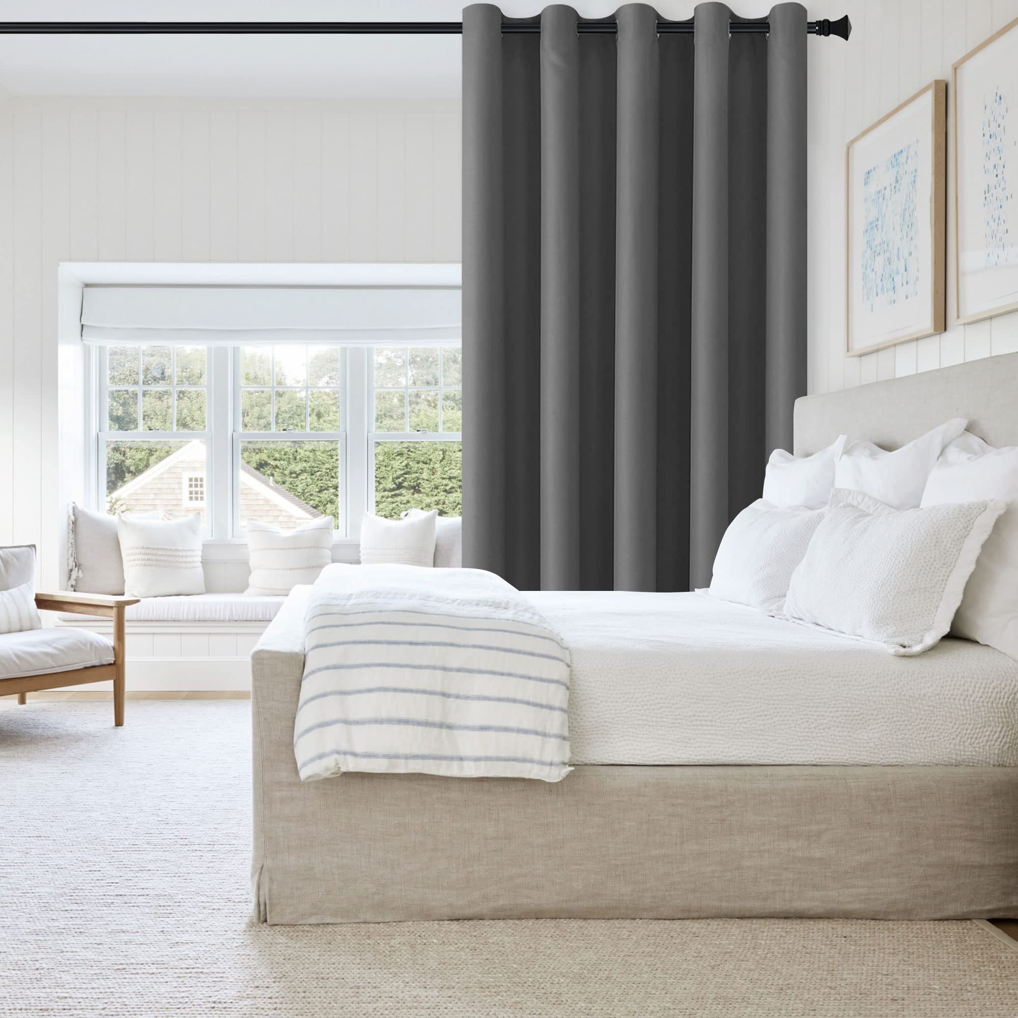 DWCN DWCN Blackout Curtain Panel for Bedroom Thermal Insulated Energy Saving Grommet Total Privacy Drapery Room Divider Black 12x8 1 PC - View 2 of 9