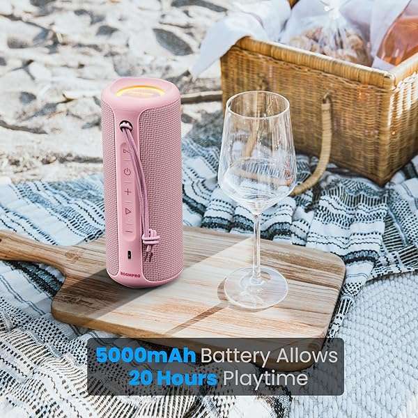 MIATONE MIATONE 36W Portable Bluetooth Speaker: Bass Boost, TWS Pairing & Bluetooth 5.3 - Stylish Pink Design - View 5 of 9