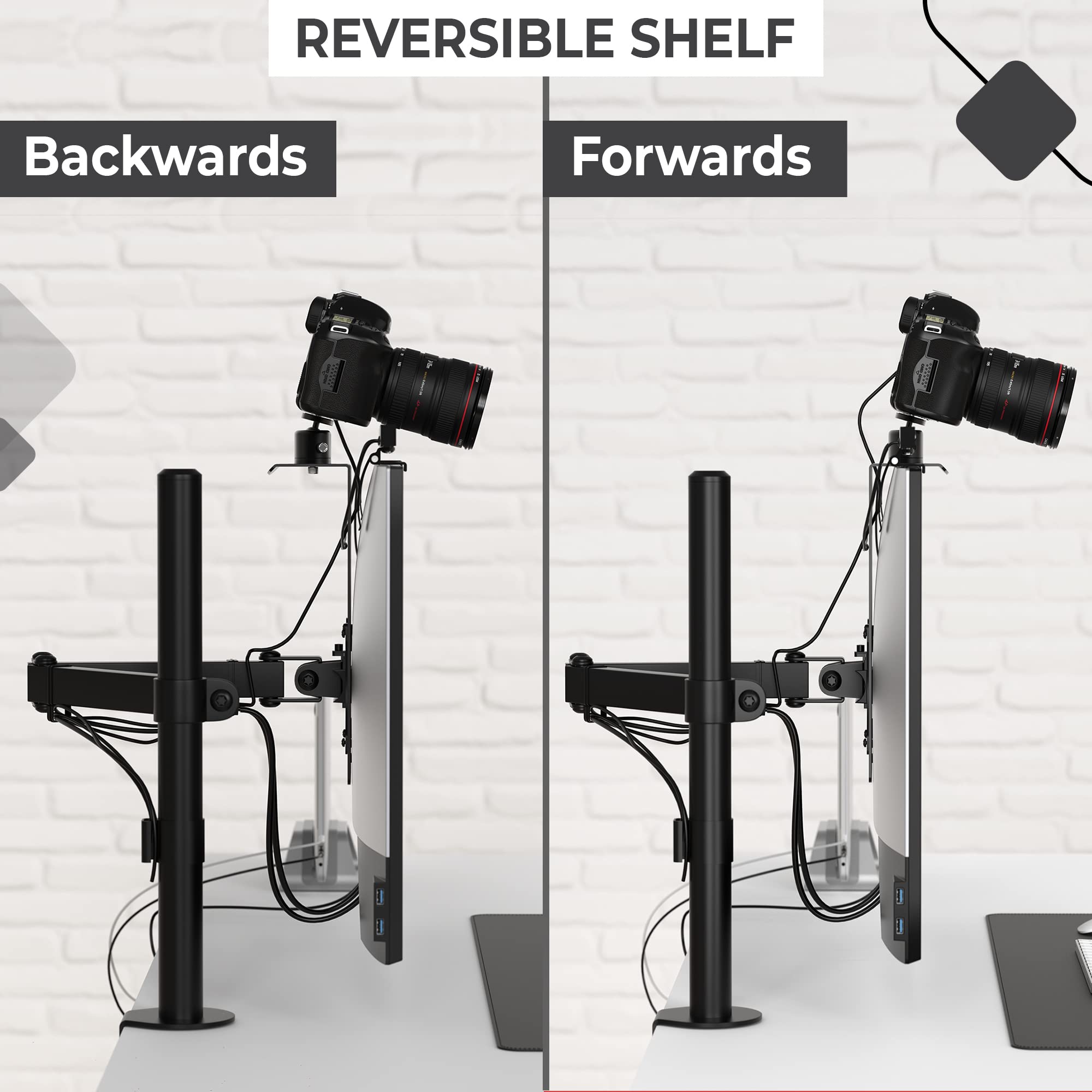 HumanCentric HumanCentric DSLR Monitor Mount Extra Large Shelf for Desk Camera Light Webcam Microphone VESA Arm Replacement Clamp Tripod - View 7 of 8