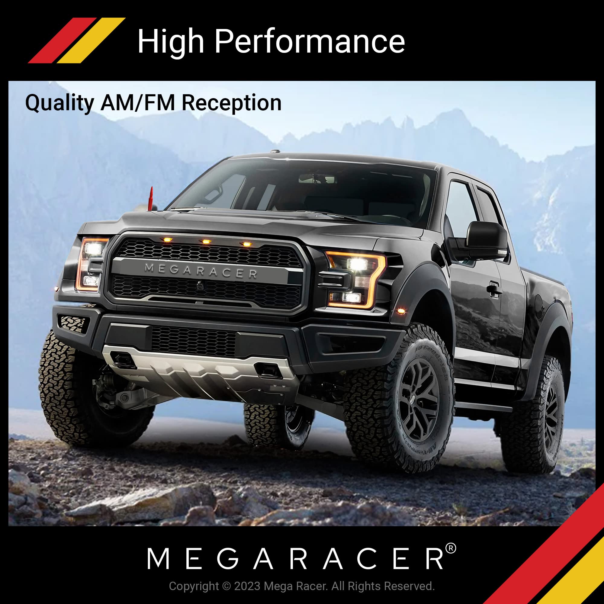 Mega Racer Mega Racer 5.5 Inch Red Antenna for Trucks Cars and SUVs Universal Replacement Car Wash Safe Anti-Theft Design Solid Aluminum Body - View 3 of 6