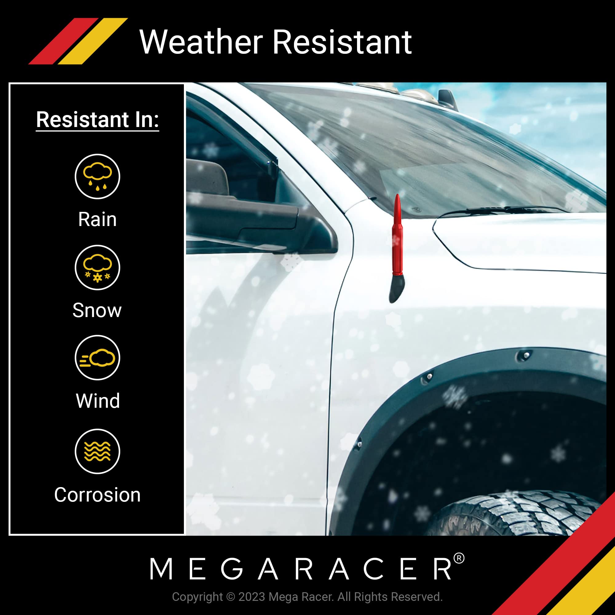 Mega Racer Mega Racer 5.5 Inch Red Antenna for Trucks Cars and SUVs Universal Replacement Car Wash Safe Anti-Theft Design Solid Aluminum Body - View 5 of 6