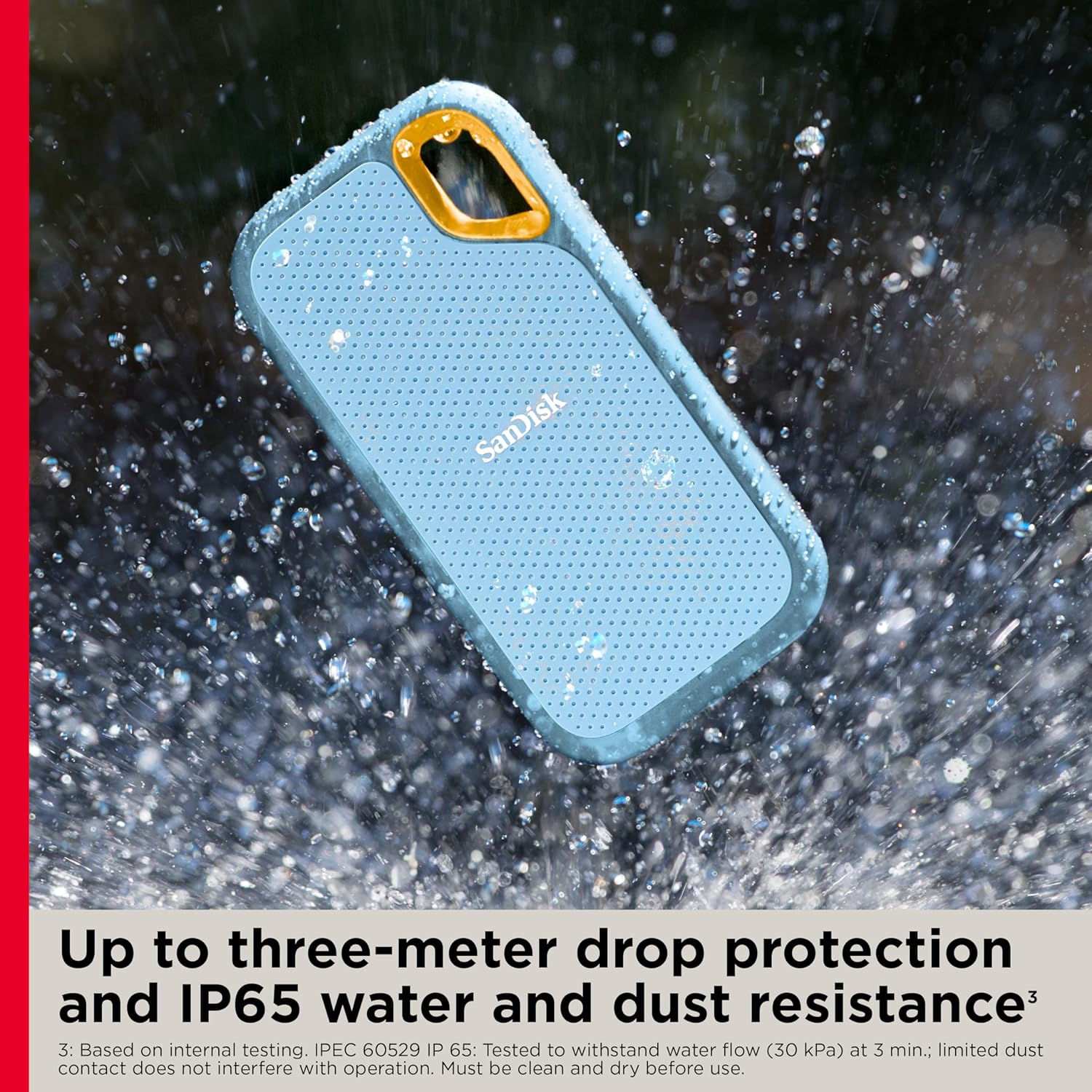 Sandisk SanDisk 1TB Extreme Portable SSD Up to 1050MB/s USB-C IP65 Water Resistant External Solid State Drive Sky Blue SDSSDE61-1T00-G25B - View 6 of 9