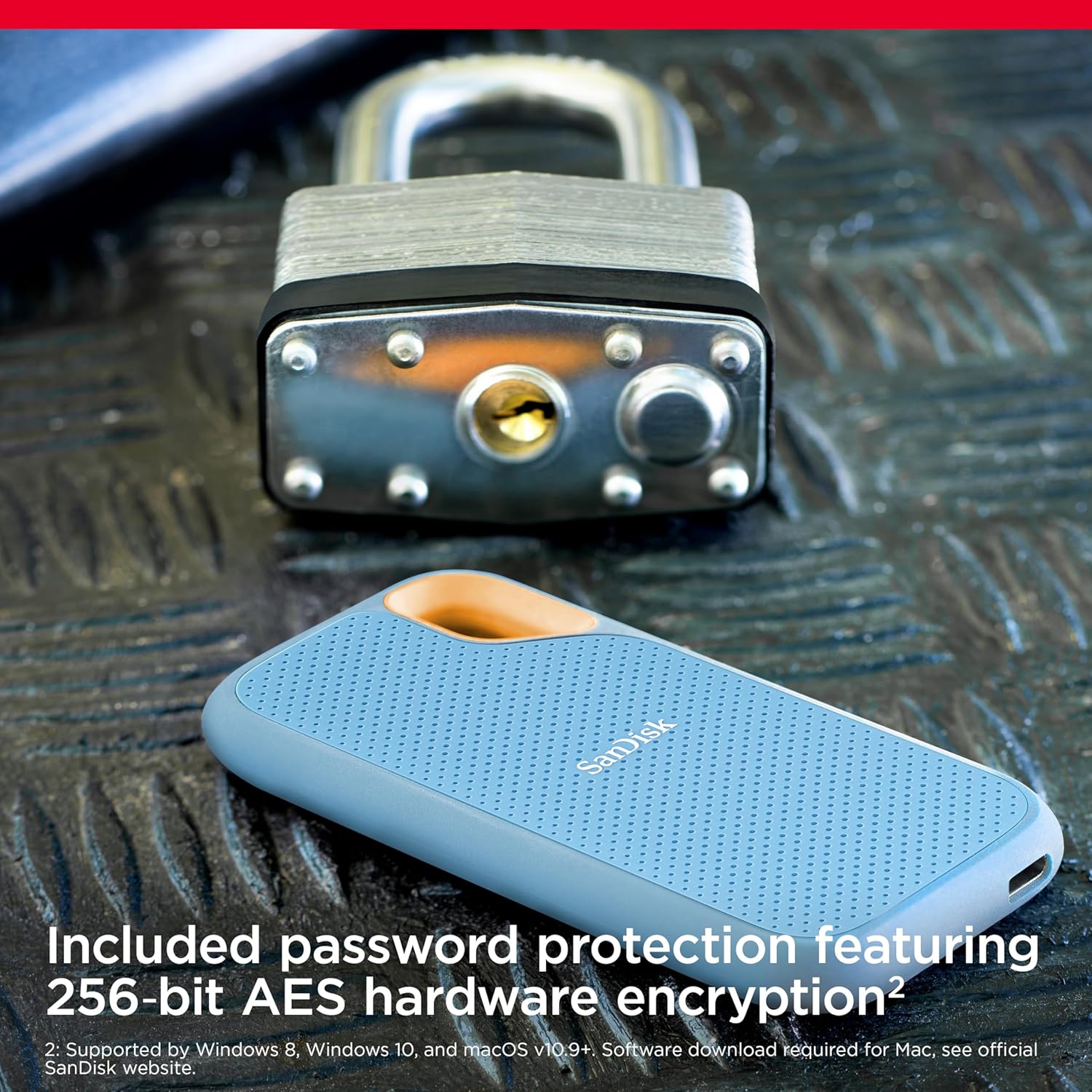 Sandisk SanDisk 1TB Extreme Portable SSD Up to 1050MB/s USB-C IP65 Water Resistant External Solid State Drive Sky Blue SDSSDE61-1T00-G25B - View 7 of 9