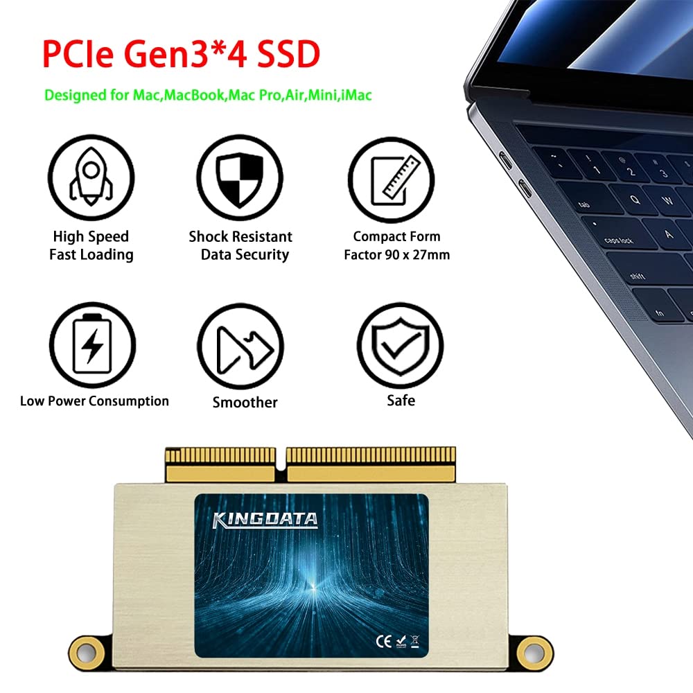 KINGDATA KINGDATA 512GB SSD for MacBook Pro A1708 Internal NVMe PCIe Gen3x4 Solid State Drive Upgrade 2016 2017 - View 2 of 9