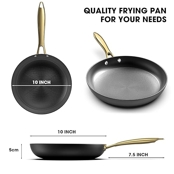 imarku imarku 10 Inch Nonstick Frying Pan Professional Cast Iron Skillet with Stay Cool Handle Easy Clean Oven Safe Ideal Birthday Gift - View 4 of 11