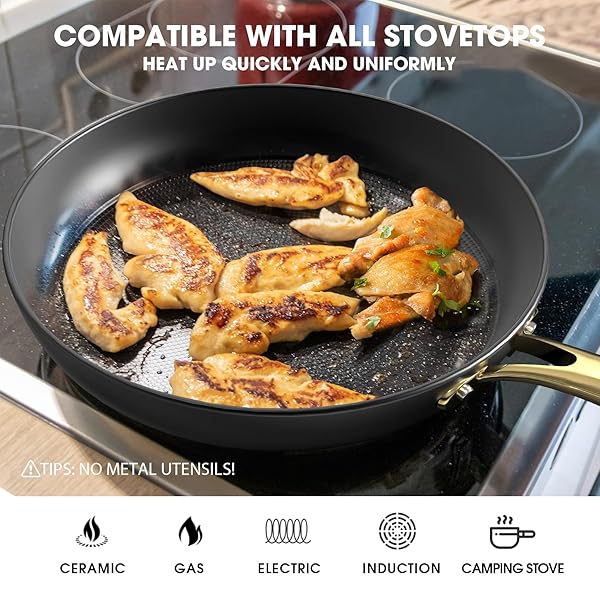 imarku imarku 10 Inch Nonstick Frying Pan Professional Cast Iron Skillet with Stay Cool Handle Easy Clean Oven Safe Ideal Birthday Gift - View 8 of 11