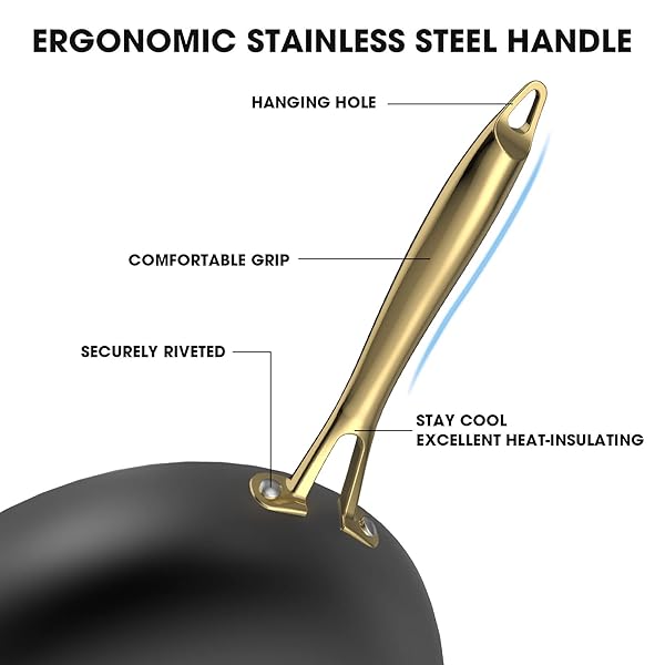 imarku Imarku Non Stick Frying Pans Set 2 Pcs 8 Inch 10 Inch Professional Cast Iron Skillets Honeycomb Long Lasting Gold Handle Oven Safe - View 8 of 11