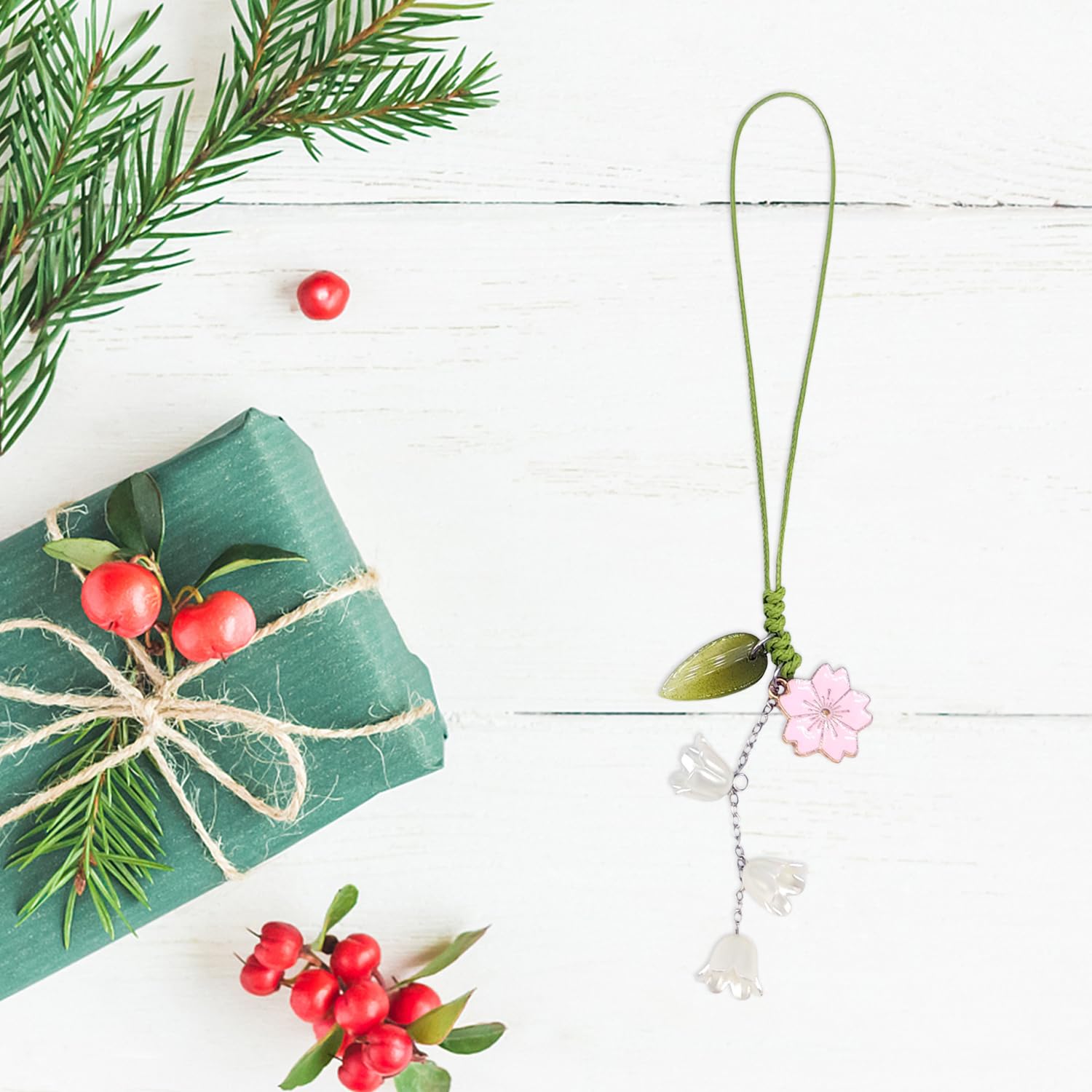 YDEROD YDEROD Adorable Flower Phone Charm Cute Kawaii Cellphone Lanyard String Accessories for Women and Girls in Pink - View 3 of 7