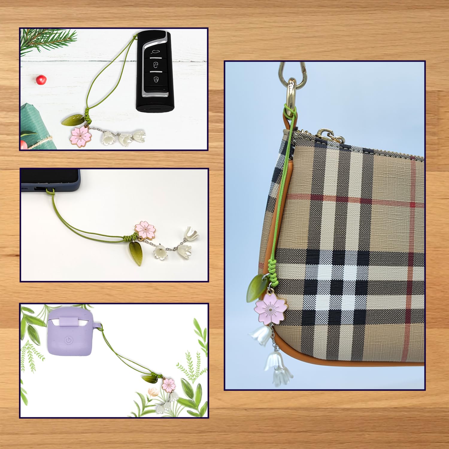 YDEROD YDEROD Adorable Flower Phone Charm Cute Kawaii Cellphone Lanyard String Accessories for Women and Girls in Pink - View 6 of 7