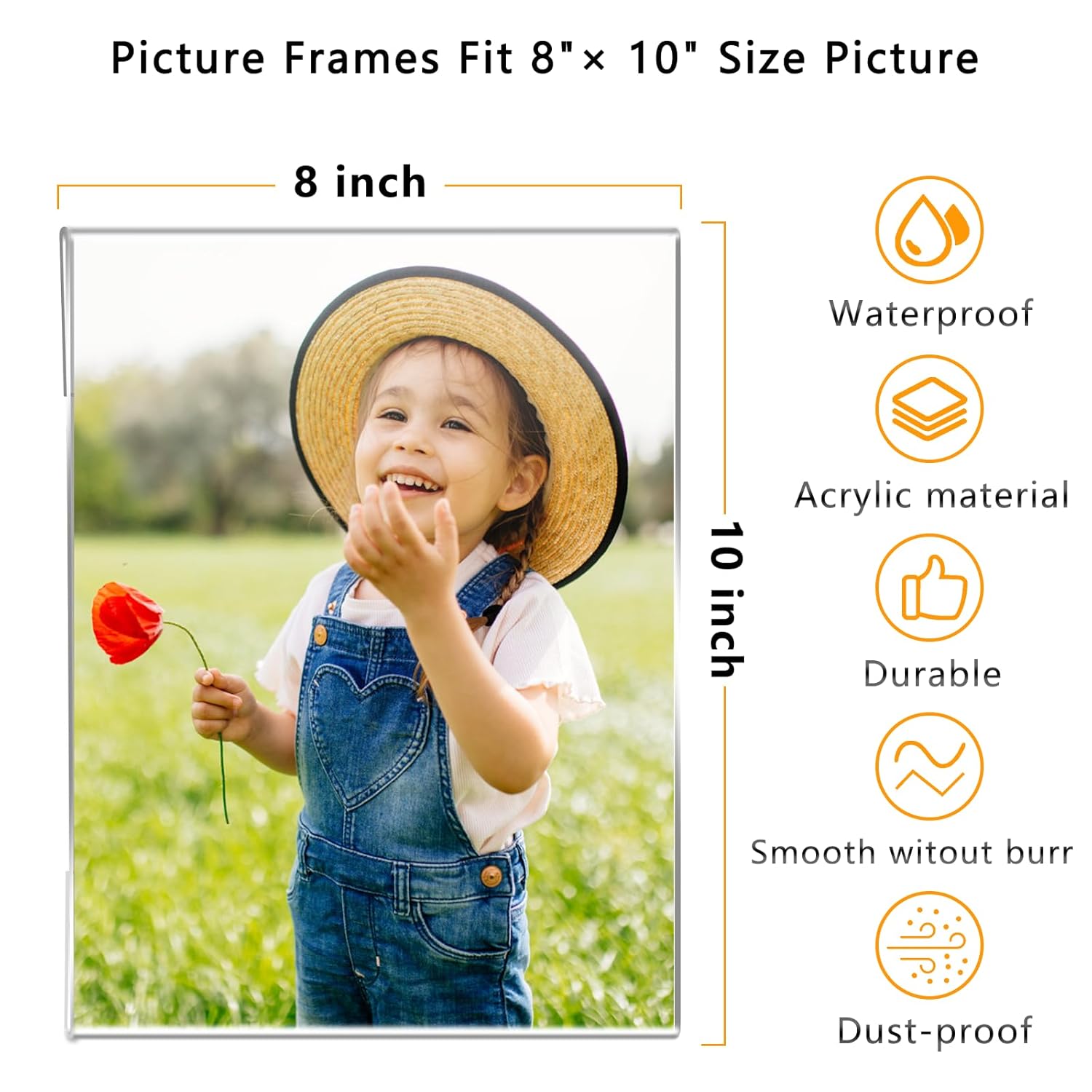 DZZ DZZ 8x10 Picture Frame Set of 6 High Transparent Clear Acrylic for Photos Posters Canvas Documents Gallery Display - View 3 of 7