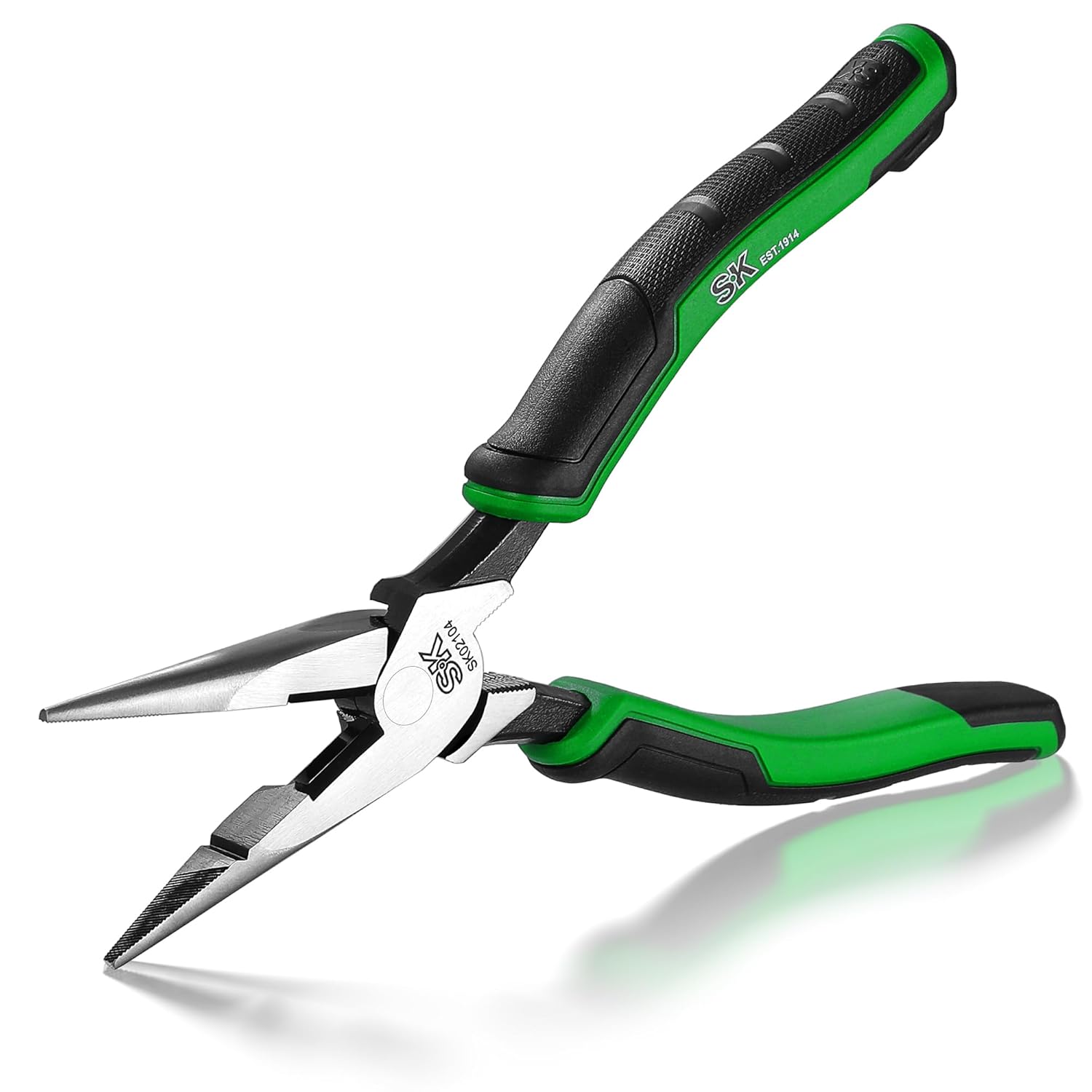 SK 8 Inch Long Nose Pliers Premium CRV Steel Ergonomic Anti Slip Handle for Comfortable Grip