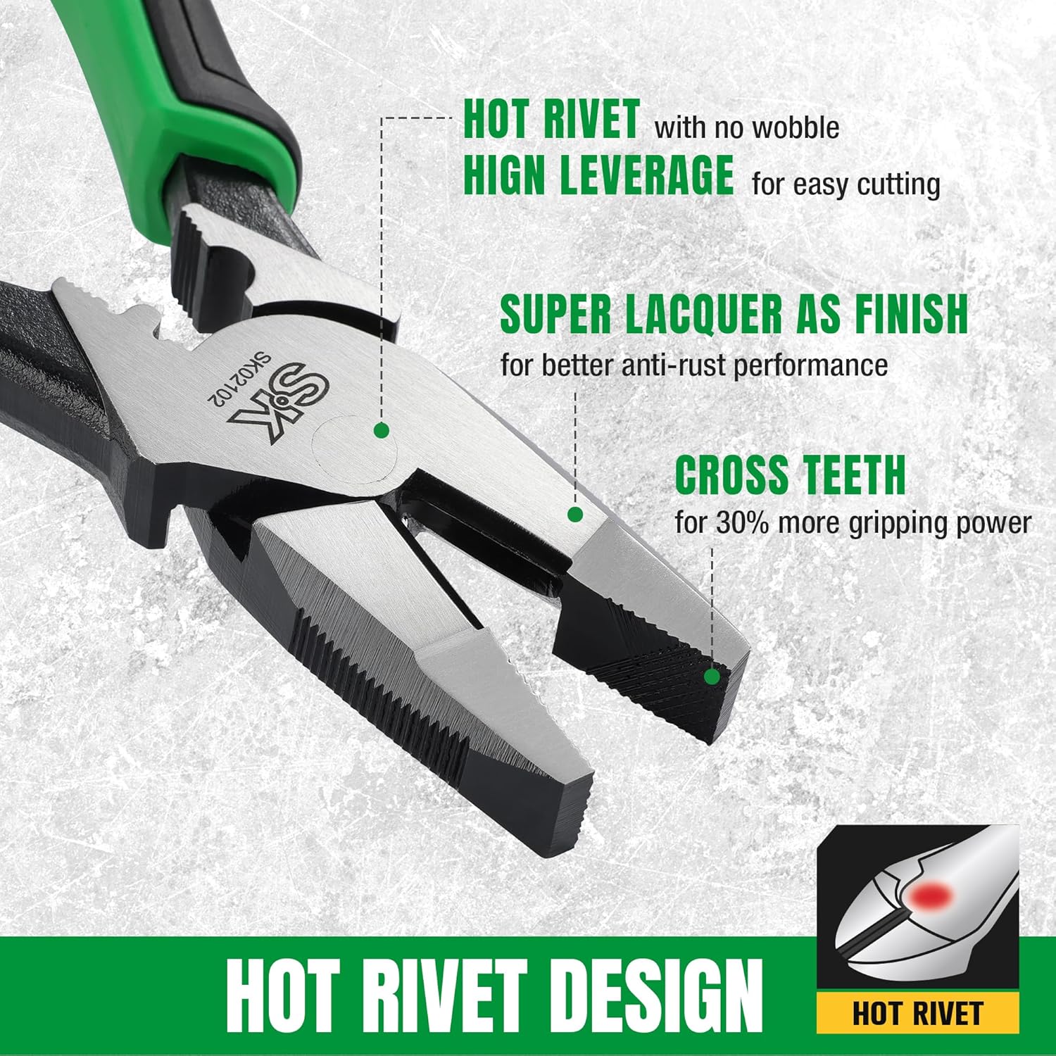 SK SK 9.5 Inch Linesman Pliers Premium CRV Steel Ergonomic Anti Slip Handle for Comfortable Grip - View 4 of 8