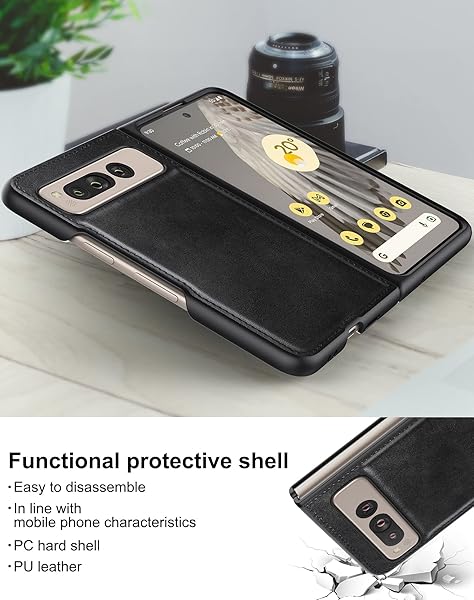 Foluu Foluu Ultra Thin Leather Case for Google Pixel Fold 2023 Durable Protective Cover Slim Design Black - View 5 of 10