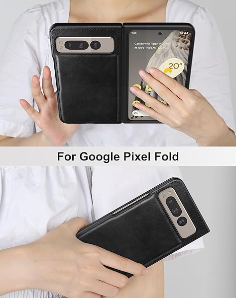 Foluu Foluu Ultra Thin Leather Case for Google Pixel Fold 2023 Durable Protective Cover Slim Design Black - View 9 of 10