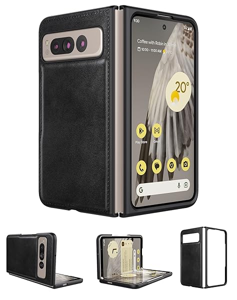 Foluu Foluu Ultra Thin Leather Case for Google Pixel Fold 2023 Durable Protective Cover Slim Design Black - View 2 of 10