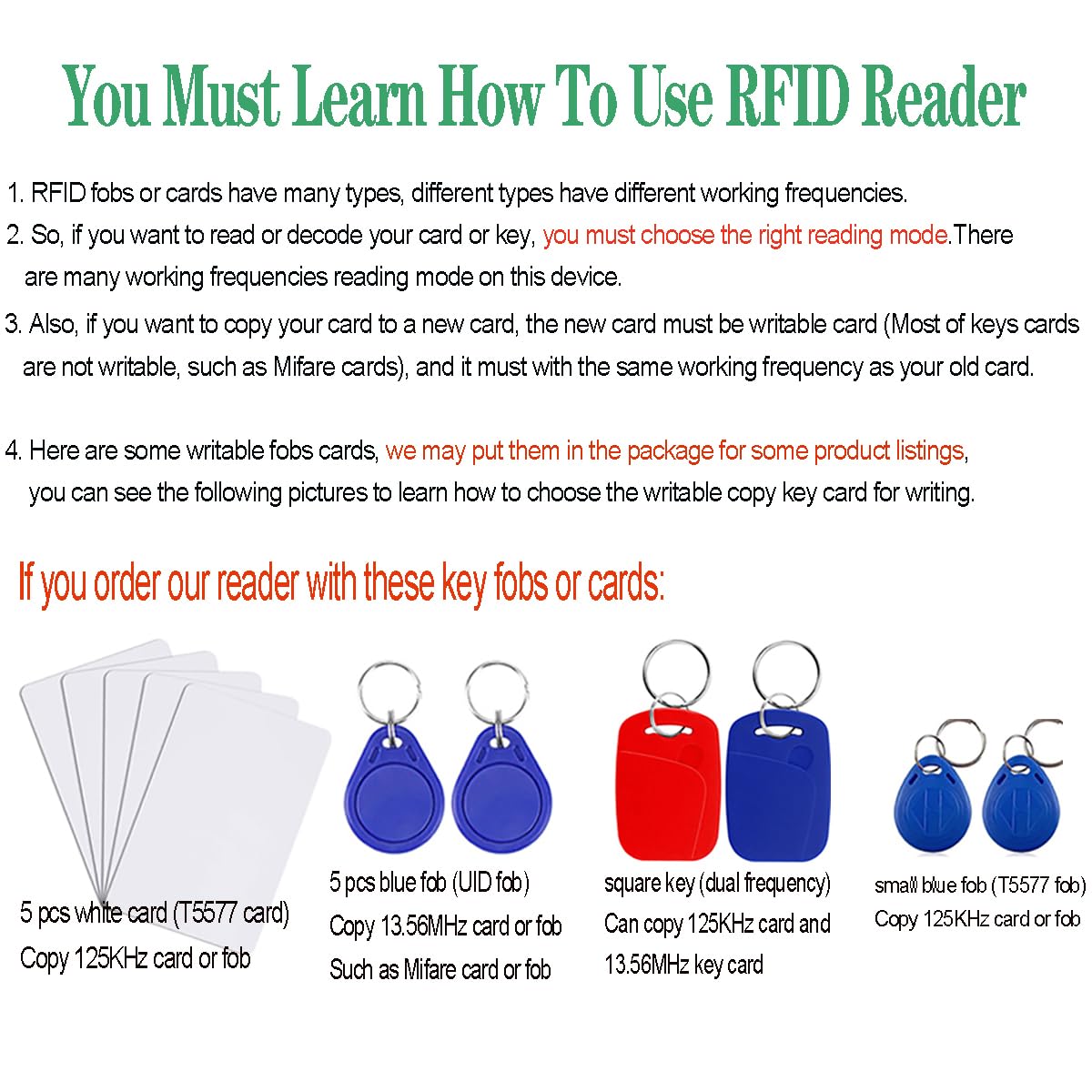 jasugKEY jasugKEY Multi Frequencies RFID Reader Writer Duplicator Smart Card Programmer Access Control Card Decoder with Writable Key Fobs and Free Software - View 6 of 8
