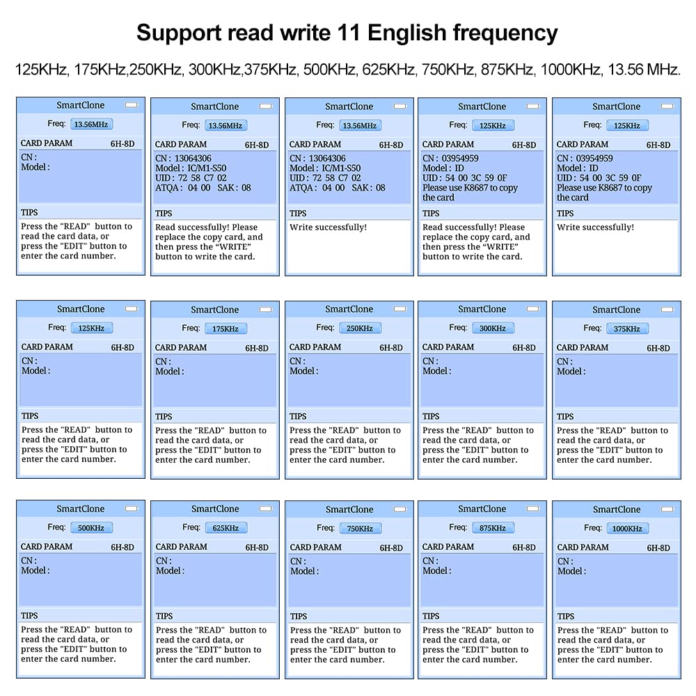jasugKEY jasugKEY Multi Frequencies RFID Reader Writer Duplicator Smart Card Programmer Access Control Card Decoder with Writable Key Fobs and Free Software - View 7 of 8