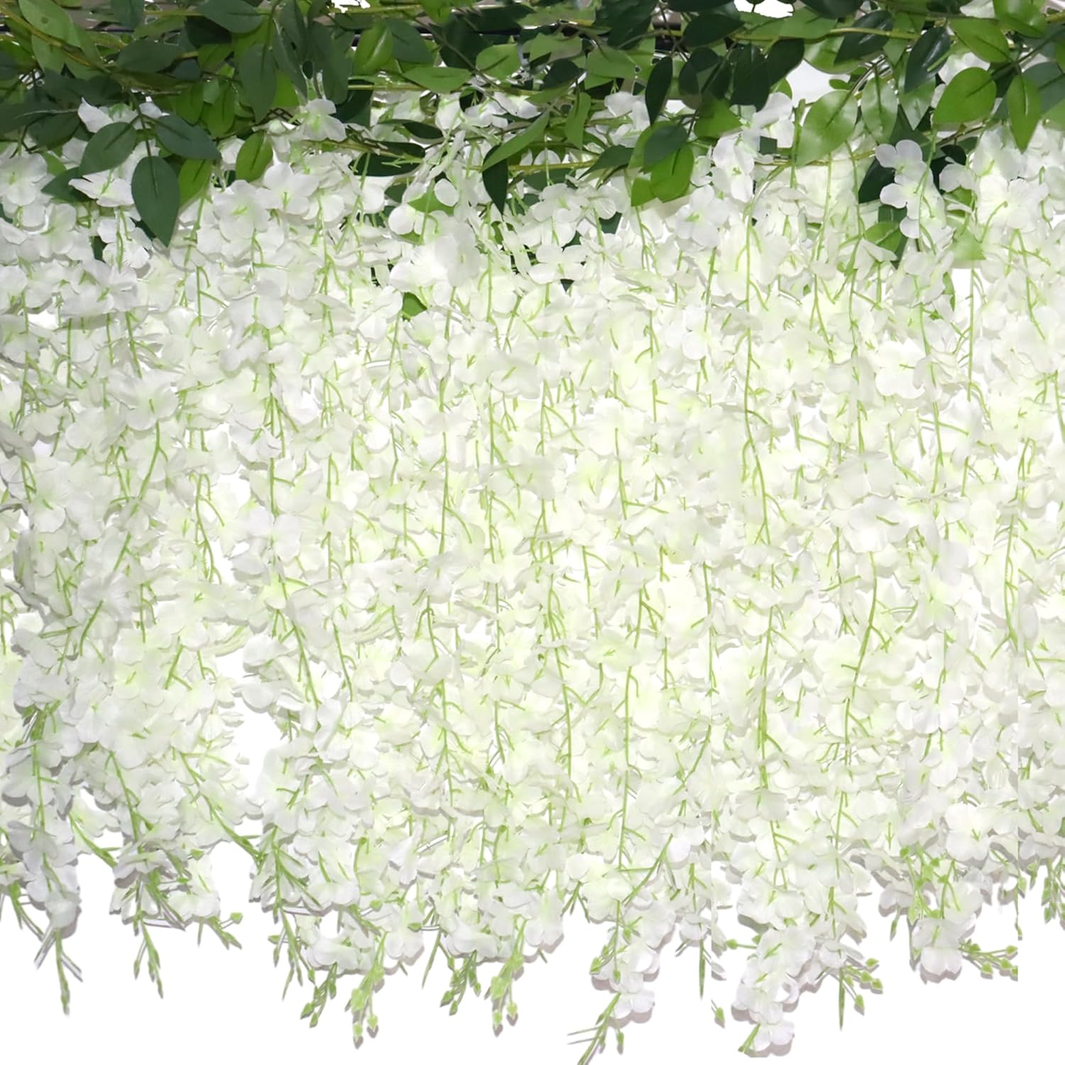 ZINHO ZINHO 60 Branches Artificial White Wisteria Flowers Garland for Wedding Party Garden Home Decor