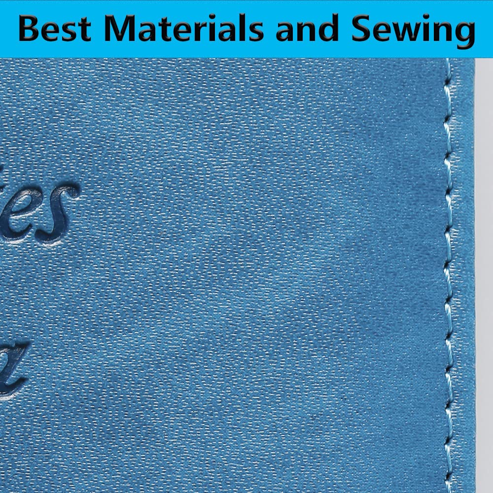 PASCACOO Passport Holder with Luggage Tag RFID Blocking Leather Case Travel Essentials for Men and Women Blue - View 8 of 9