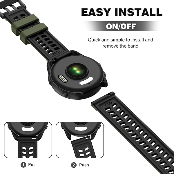 OVERSTEP OVERSTEP Soft Silicone 22mm Replacement Strap for Garmin Vivoactive 4 Venu 2 Forerunner 255 265 Samsung Gear S3 Galaxy Watch 3 46mm - View 8 of 9