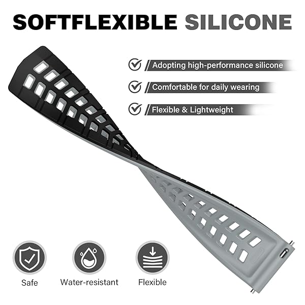 OVERSTEP OVERSTEP Soft Silicone 22mm Replacement Strap for Garmin Vivoactive 4 Venu 2 Forerunner 255 265 Samsung Gear S3 Galaxy Watch 3 - View 5 of 9