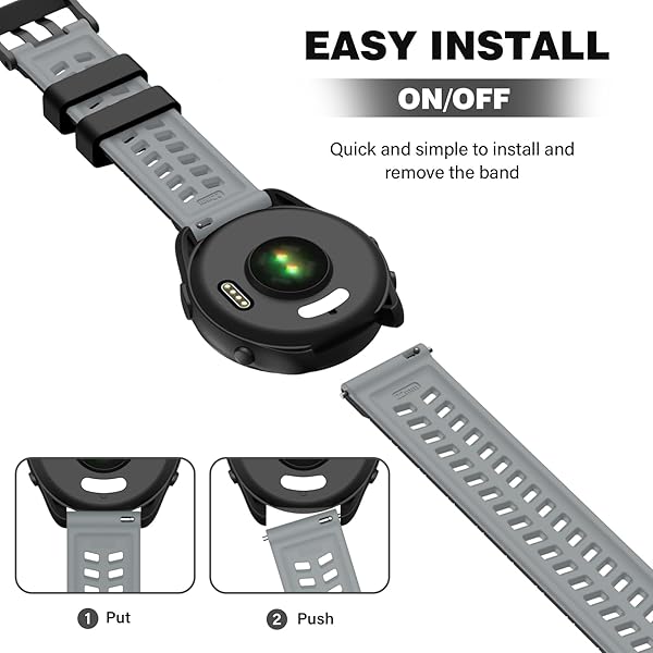 OVERSTEP OVERSTEP Soft Silicone 22mm Replacement Strap for Garmin Vivoactive 4 Venu 2 Forerunner 255 265 Samsung Gear S3 Galaxy Watch 3 - View 8 of 9